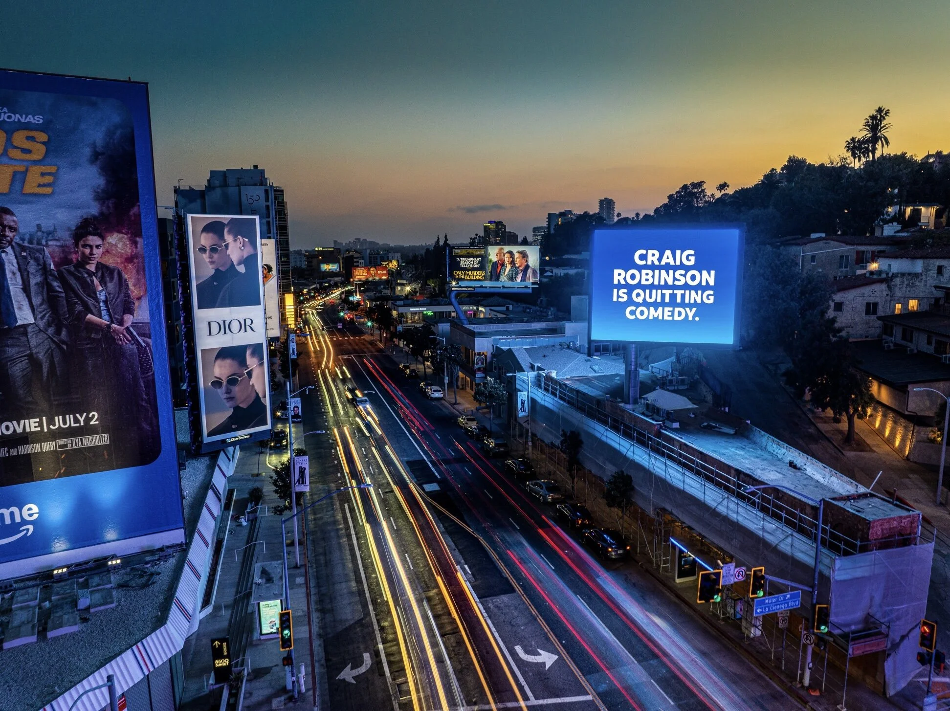 Billboard announcing that Craig Robinson is quitting comedy, the teaser for Wake Up With CrAIg