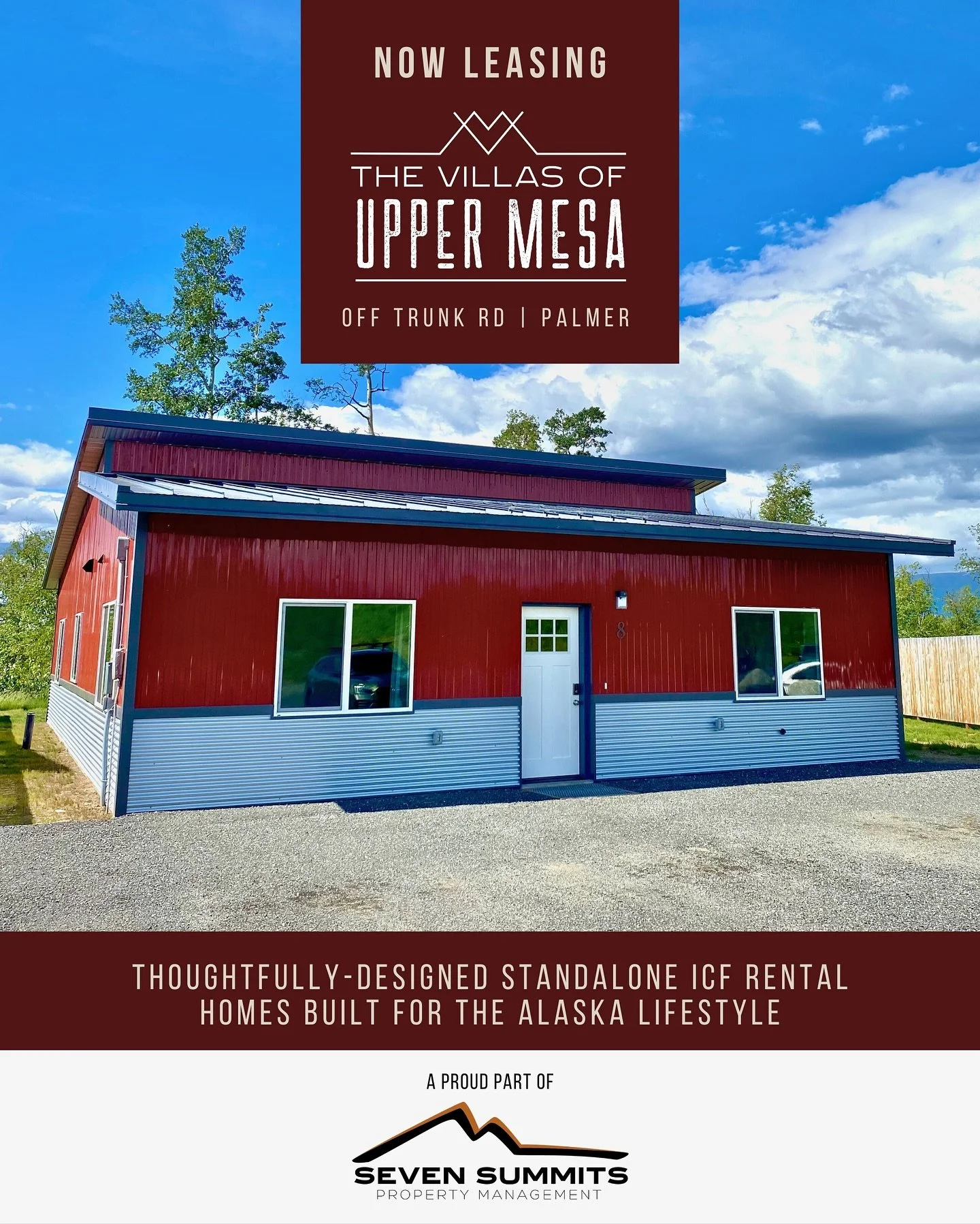 ✨ Rare Leasing Opportunity in Palmer ✨

One of our Villas of Upper Mesa is now available to rent!

Built by Remote Alaska Solutions with insulated concrete form (ICF) construction, these homes are designed for quiet comfort, durability, and year-roun