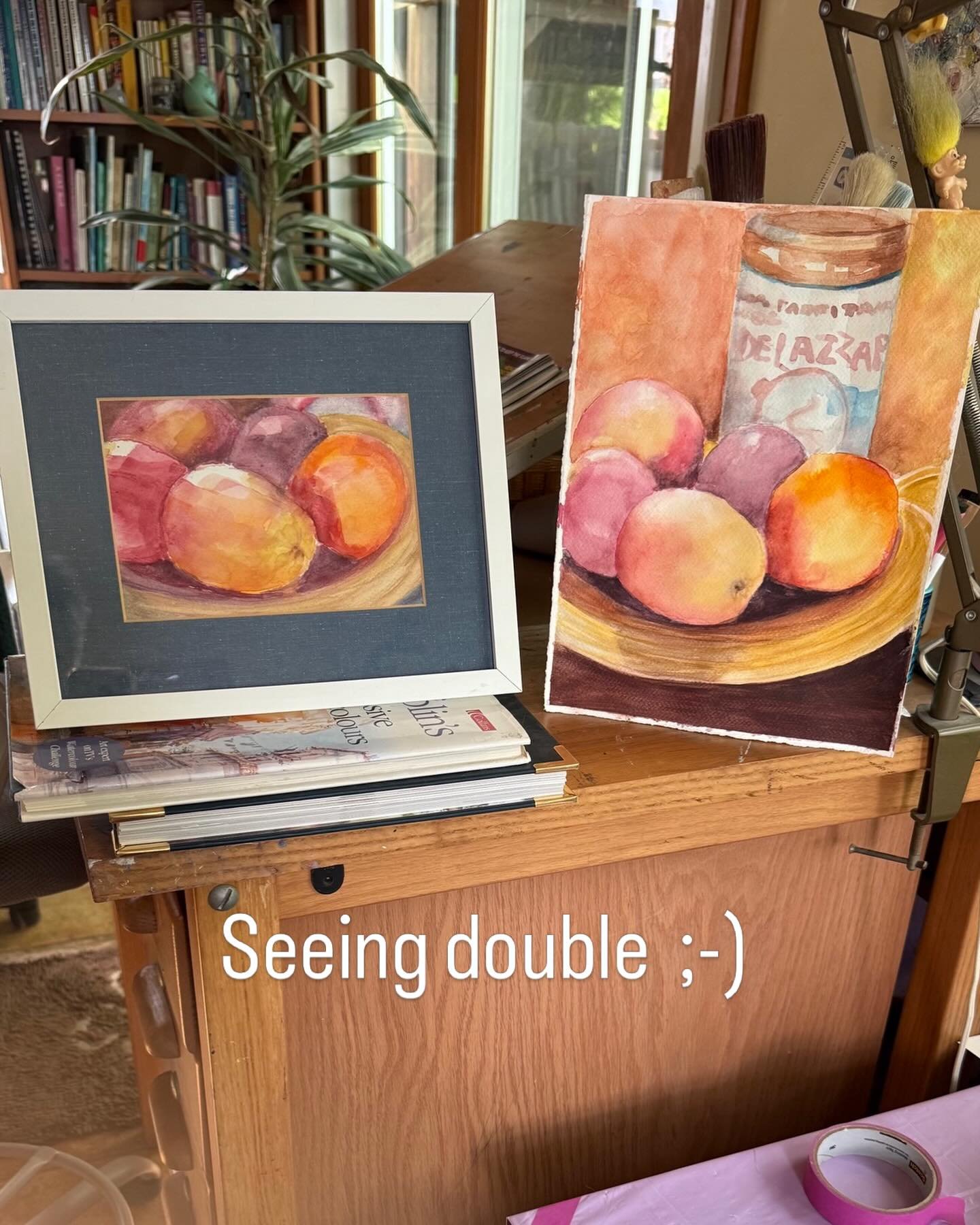 Which do you prefer? Ala prima sketch on the left or watercolor painting on the right? #artistsoninstagram #watercolorstilllife #watercolorpainting