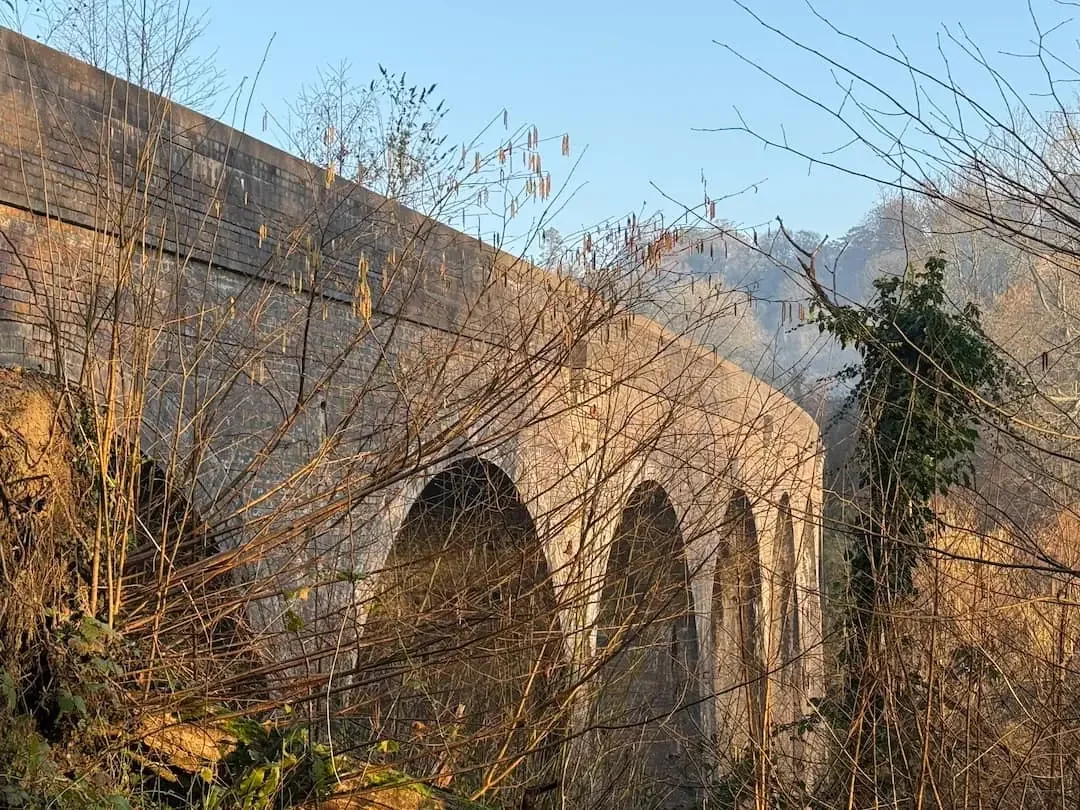 Victorian railway viaduct at Tucking Mill, now part of the Two Tunnels Greenway near Bath