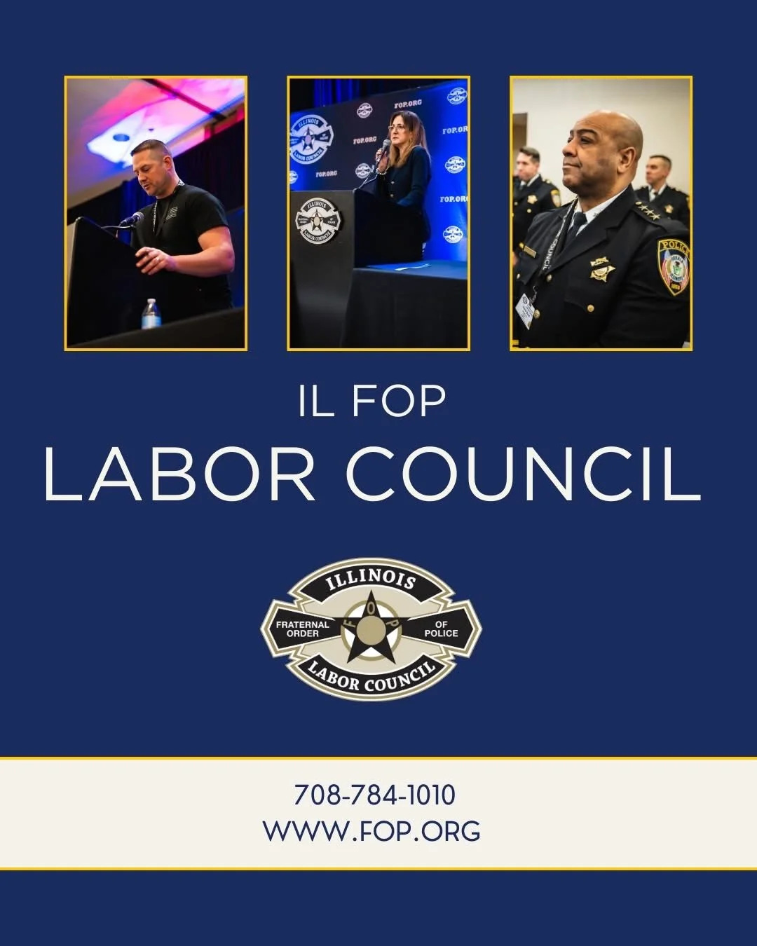 Logo of Illinois Fraternal Order of Police Labor Council featuring a star, a circular emblem, and text.