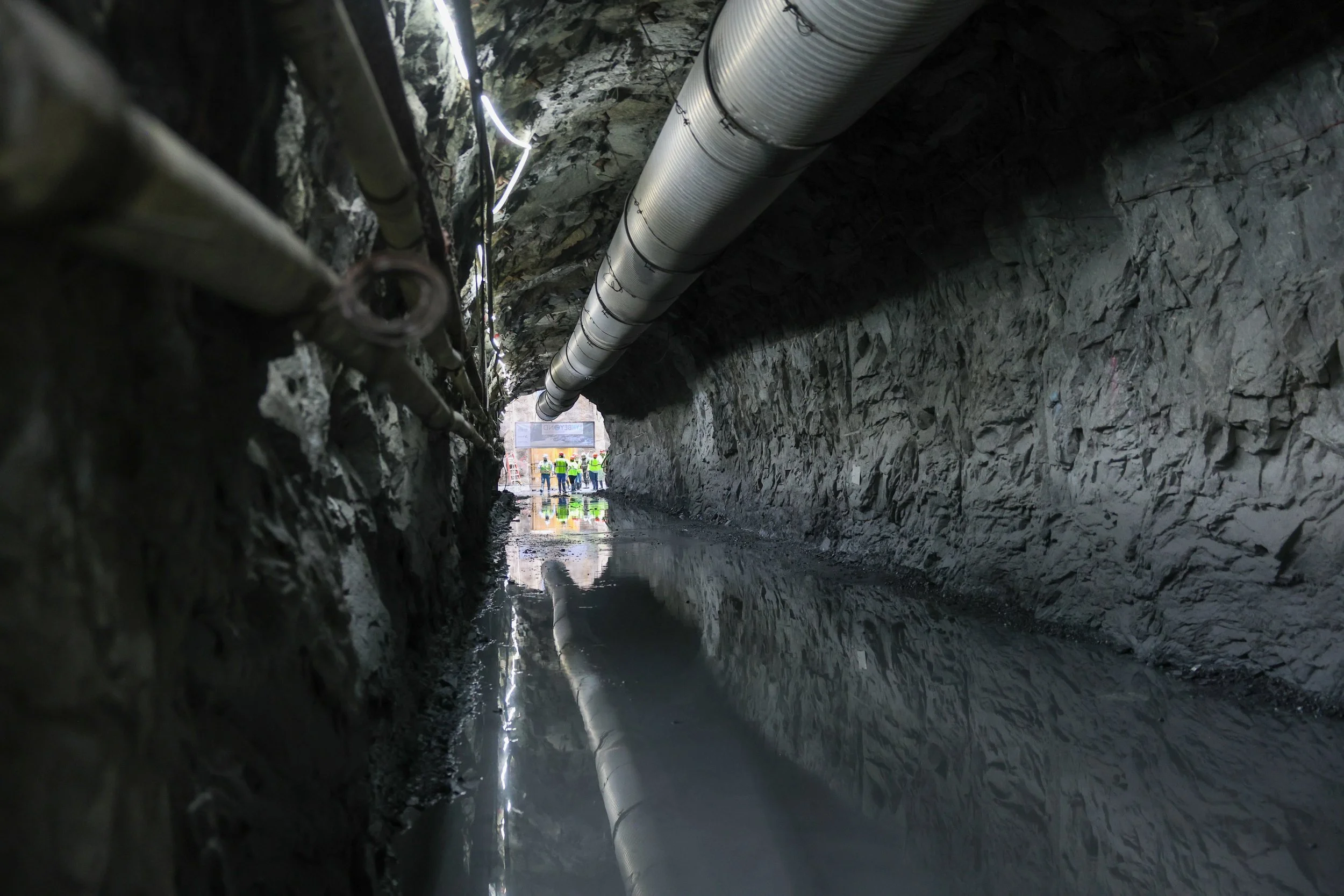Inside the Blackwater CSO Tunnel looking toward the beginning of the excavated path.