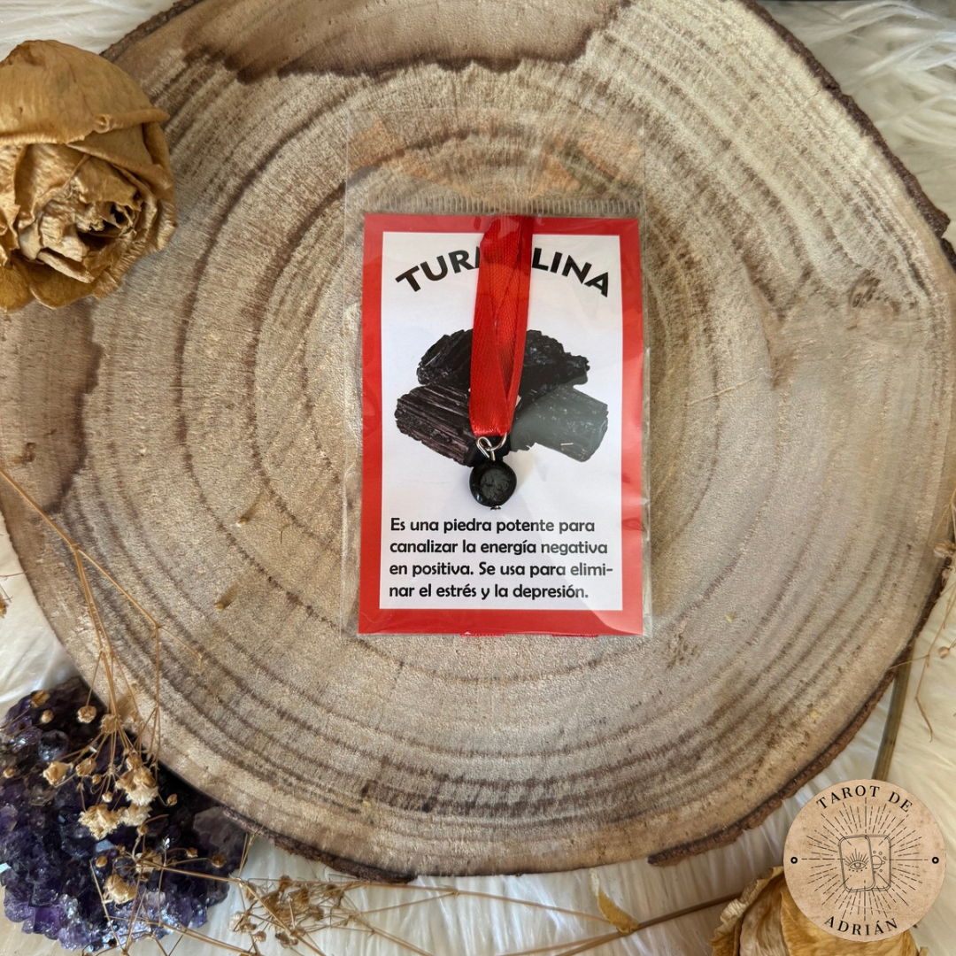 Pulsera Roja con Turmalina Negra