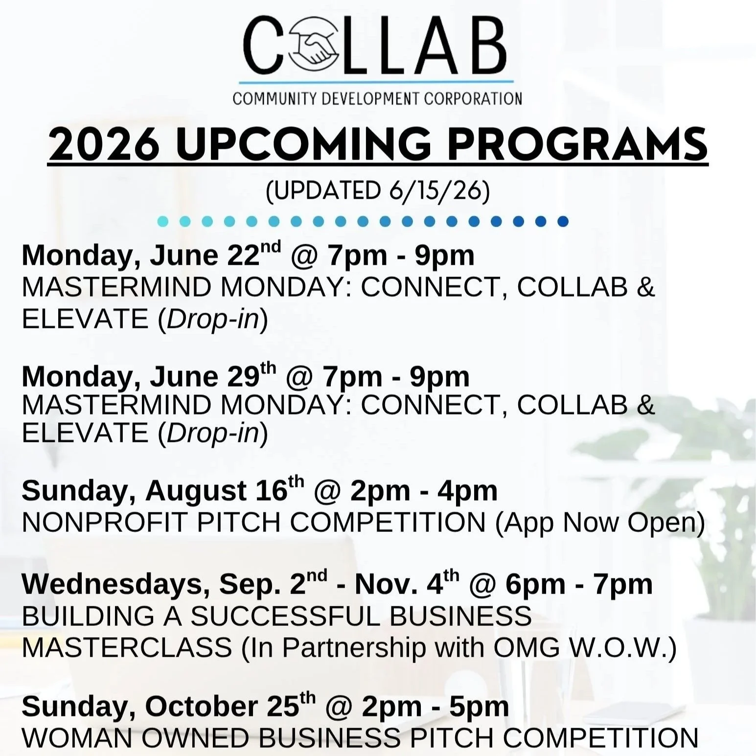 2026 UPCOMING PROGRAMS