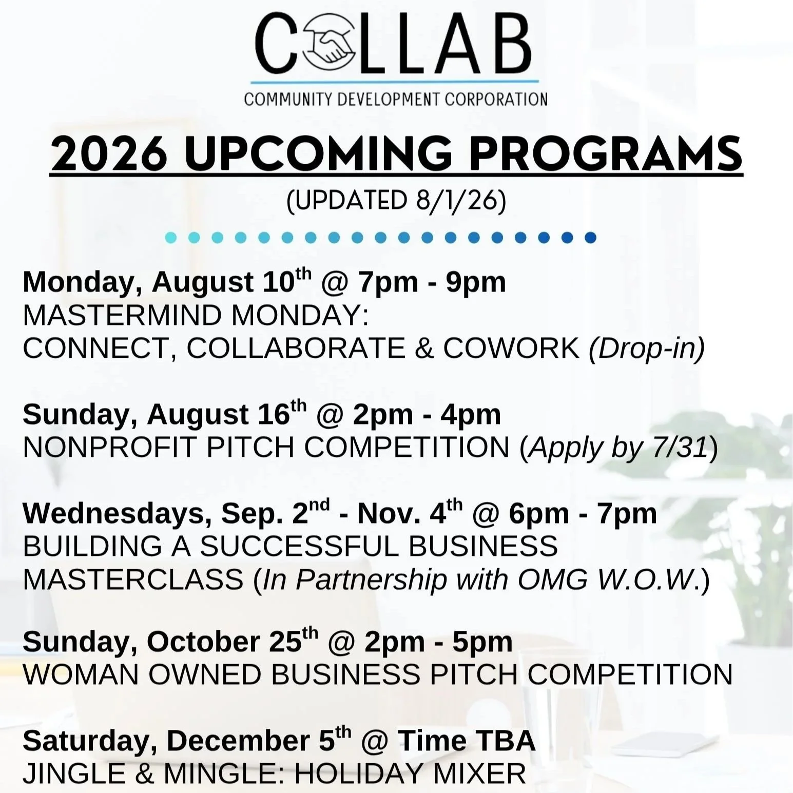 2026 UPCOMING PROGRAMS