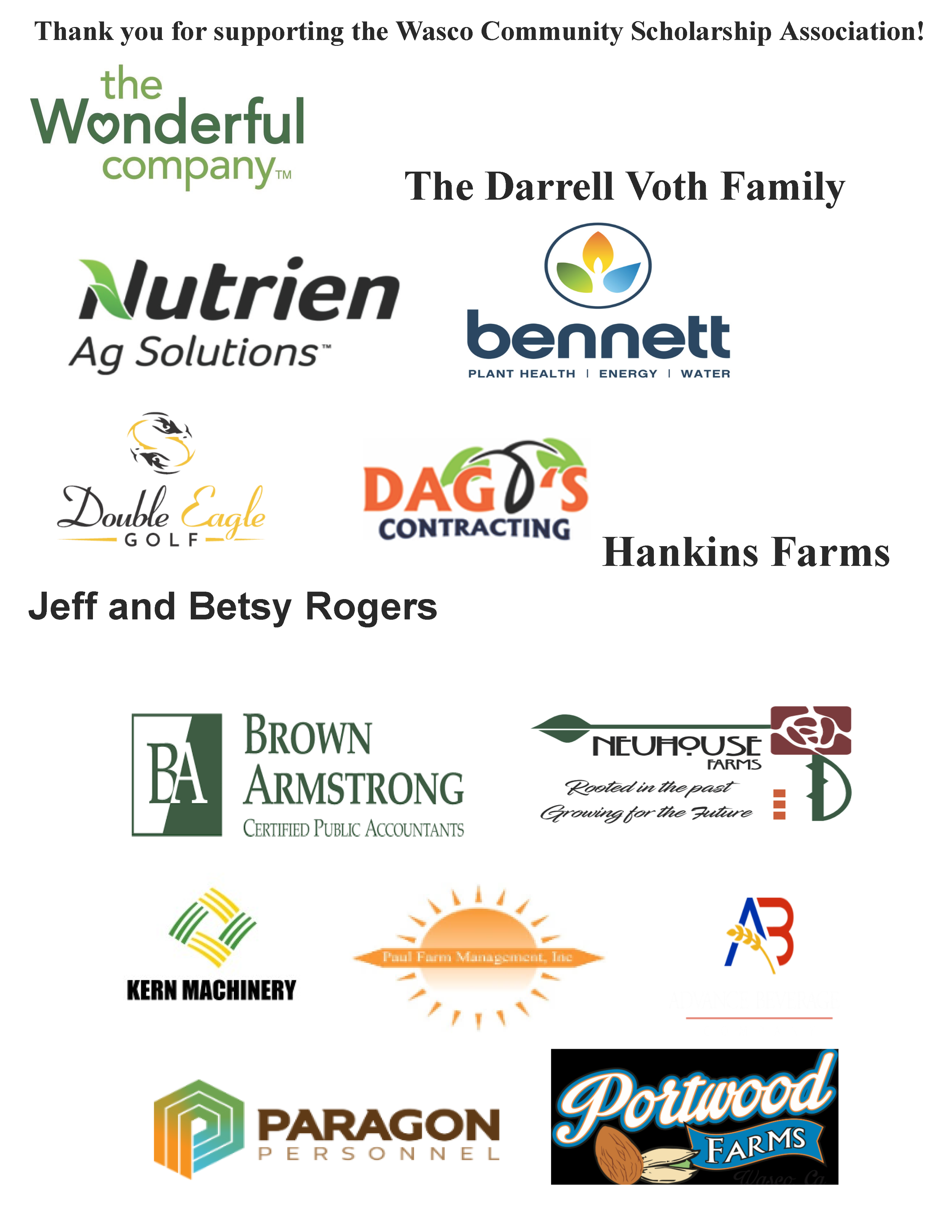 Golf Tournament — Wasco Community Scholarship Association