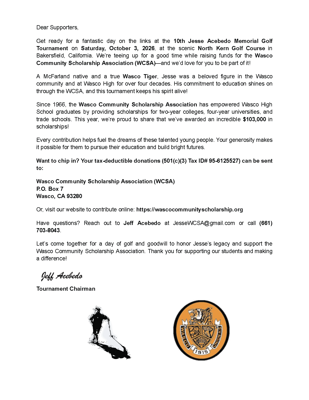 WCSA Supporters letter