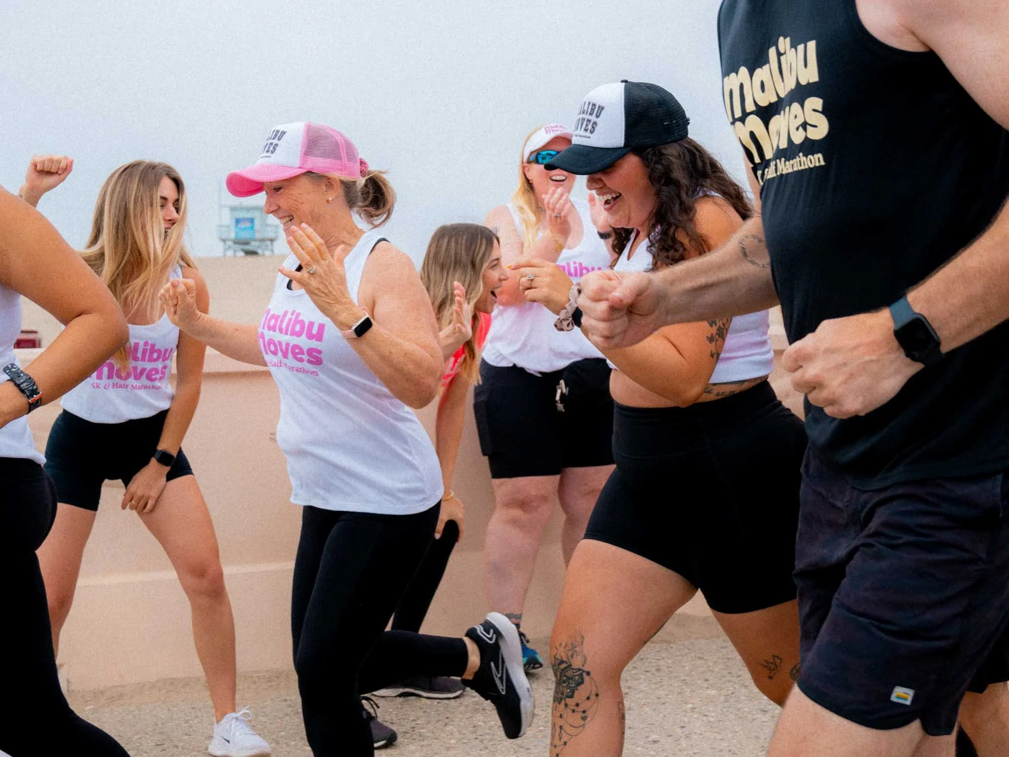 Malibu Moves Shake up run with race ambassadors at Zuma Beach.