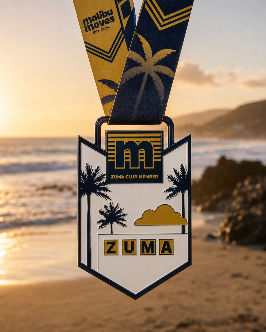 Malibu Moves Zuma Club Collectable medal; featuring Palms and the Zuma sign