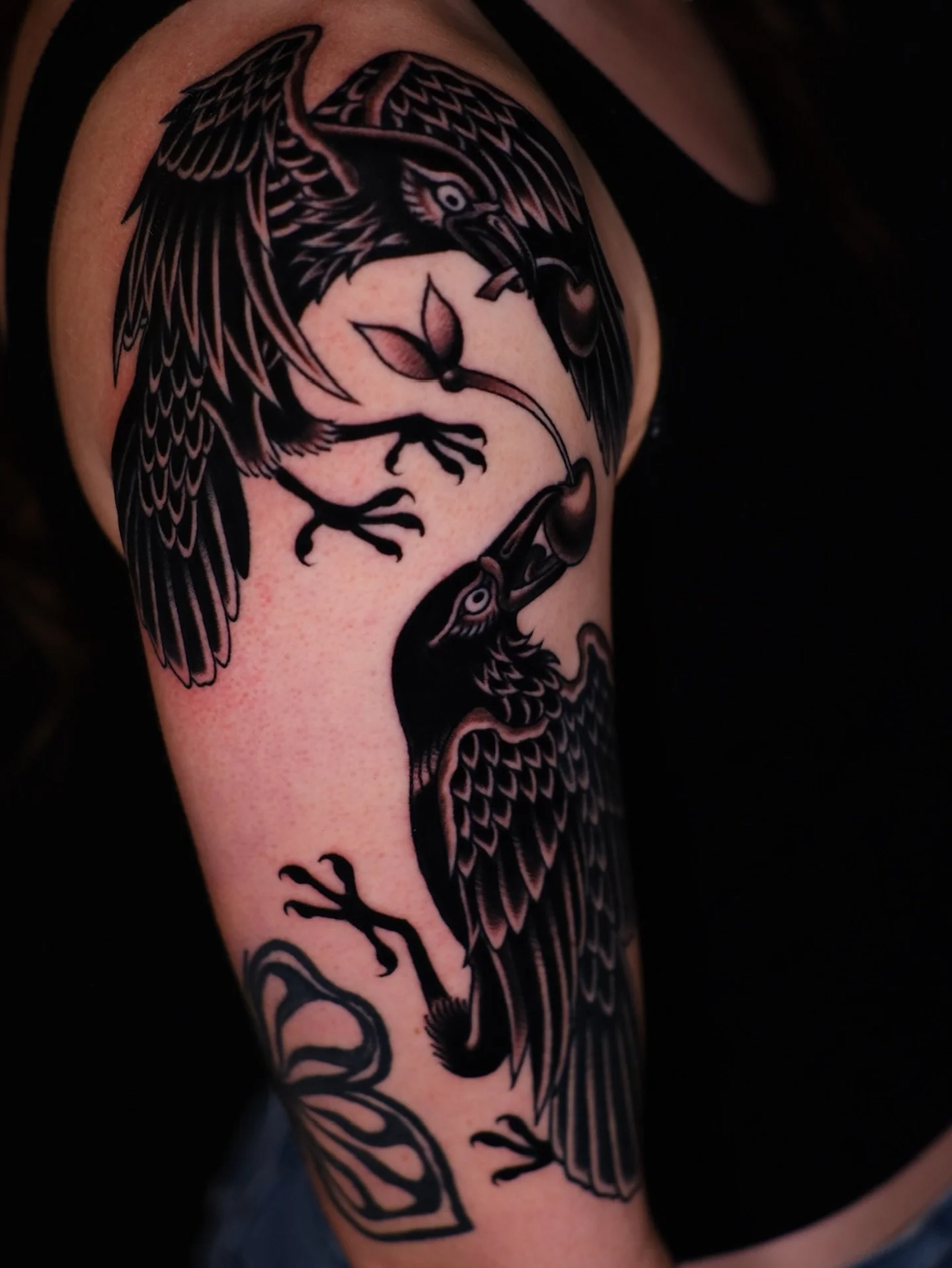 A couple of cherry thieves by @handoftheforge 
Carolyn is in the shop Sun - Wed.
Call 📞415-431-2100 or email bhtattoosf@gmail.com to book ahead or try your luck with a walk-in! 
🖤blackhearttattoosf.com