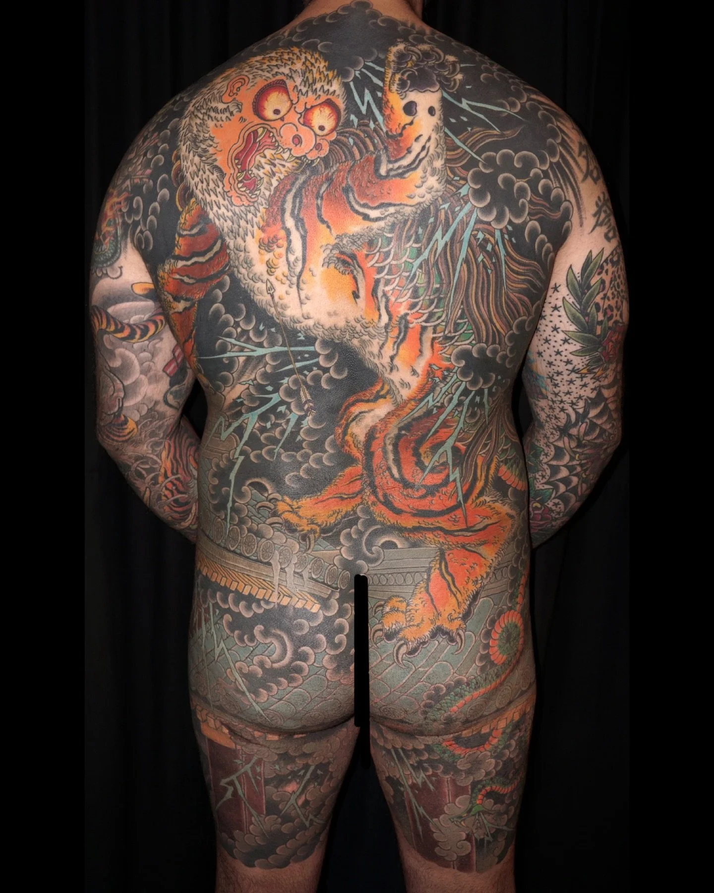 Incredible backpieces by @kahlil_rintye 
This is perfect time of year to start large work! Kahlil is in the shop on Tuesdays and Wednesdays. Book your large scale work with him now or swing through for a one shot walk-in!