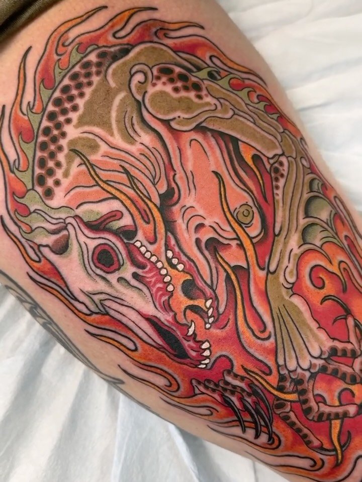 Hell dweller by @dereknoble36 
Derek is at the shop - MON, THURS&ndash;SAT.
☎️ Call the shop, email funnobes@yahoo.com to book!