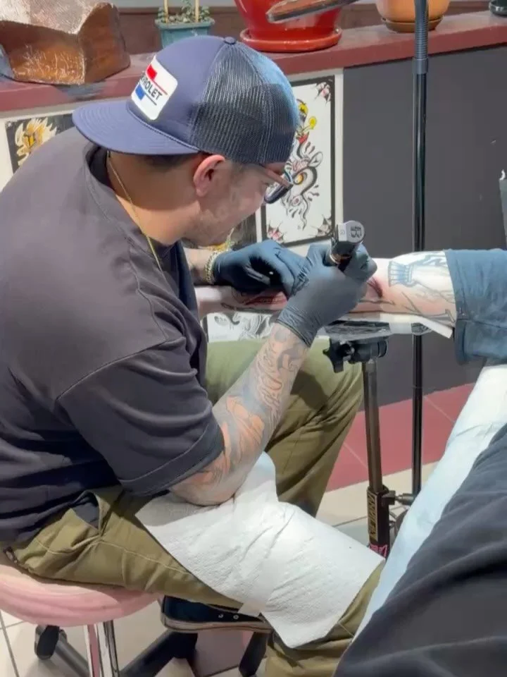 Black and grey scythe tattoo on the forearm by @derickmontez 
Book in with Derick by emailing monteztattoos@gmail.com 
Black Heart Tattoo, San Francisco