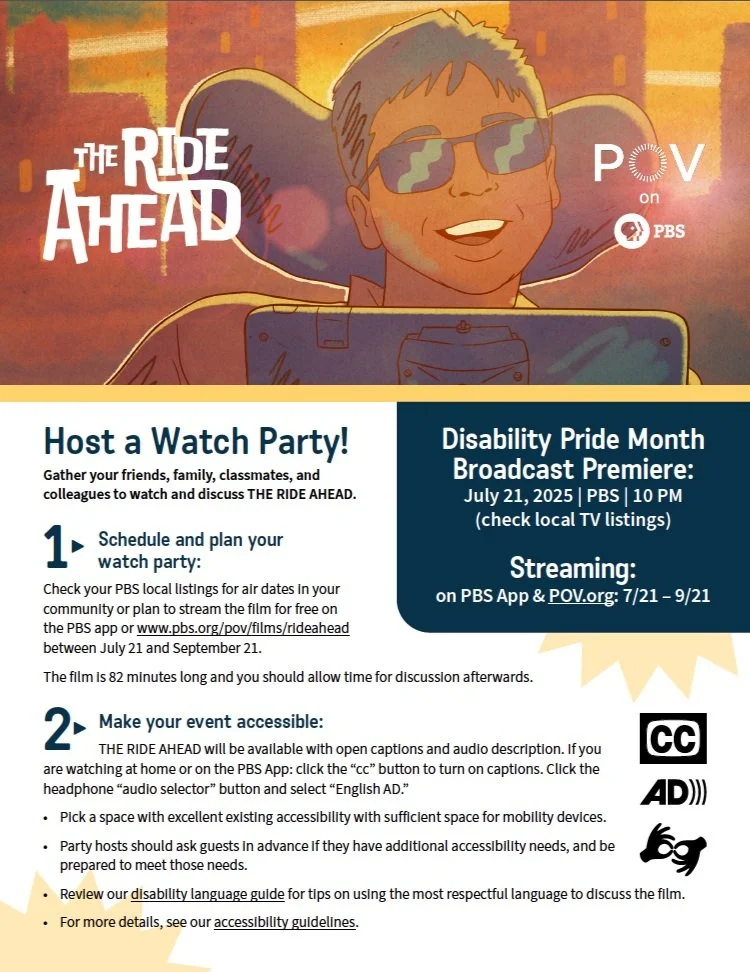 "Host a Watch Party" listing the dates of broadcast and streaming and how to schedule and make your event accessible