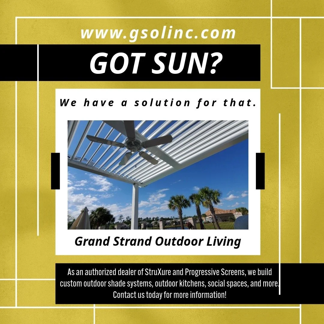 Grand Strand Outdoor Living brings complete outdoor living design and construction services to South Carolina and the Georgia coast. As an authorized dealer of StruXure Outdoor Pergolas and Progressive MagnaTrack Screens products, GSOL has the knowle