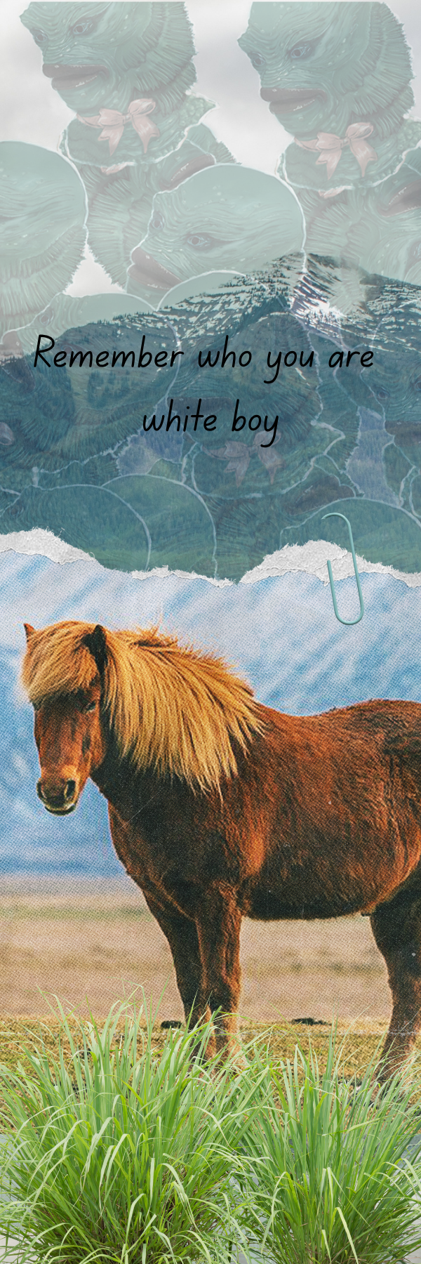 Blue Brown and Green Scrapbook Collage Horse Nature Bookmark.png