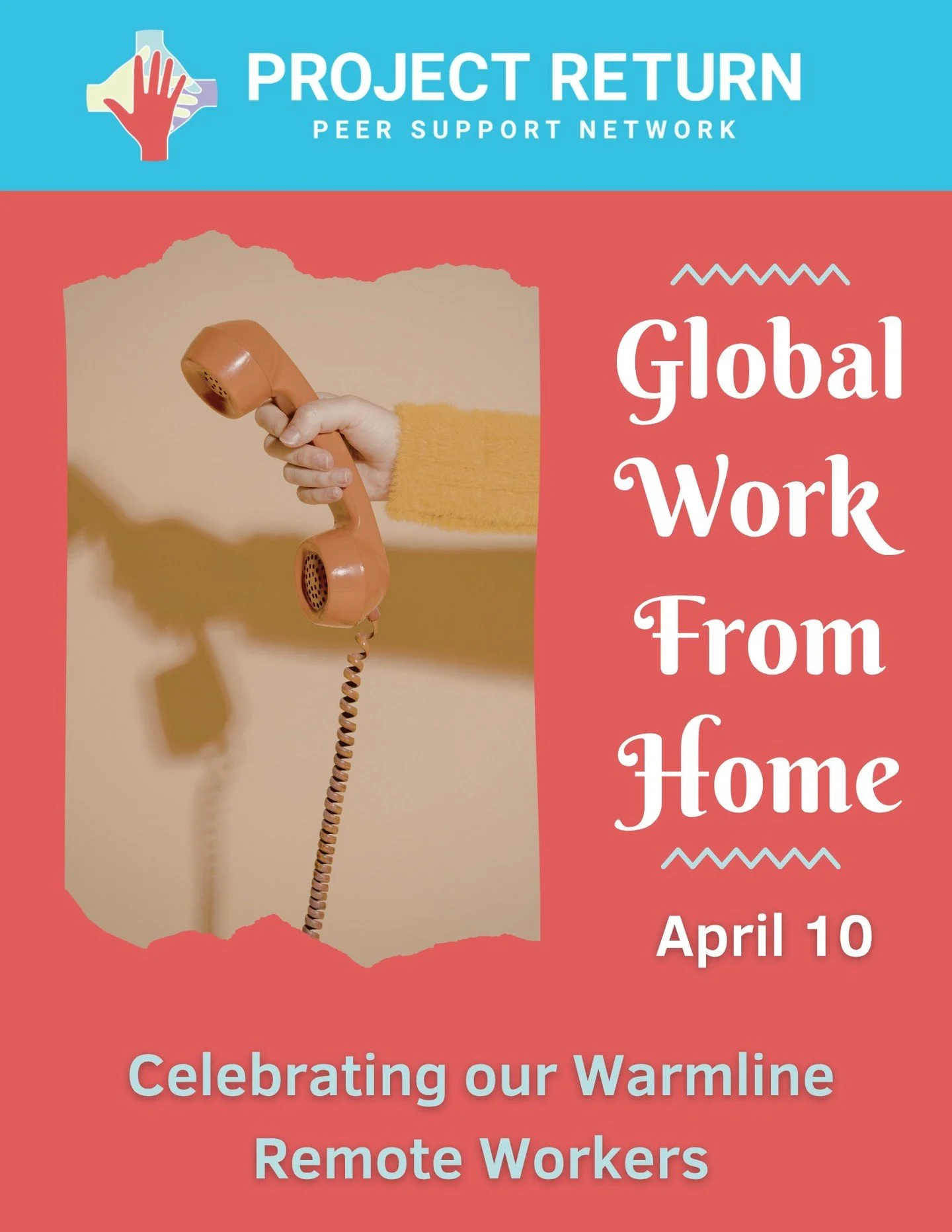 Happy Global Work from Home Day! Our warm line staff offer support from home, for home when you need non-crisis support💛

Our Warm Line peers show up from their own spaces: balancing life, self-care, and community of callers , being there when someo