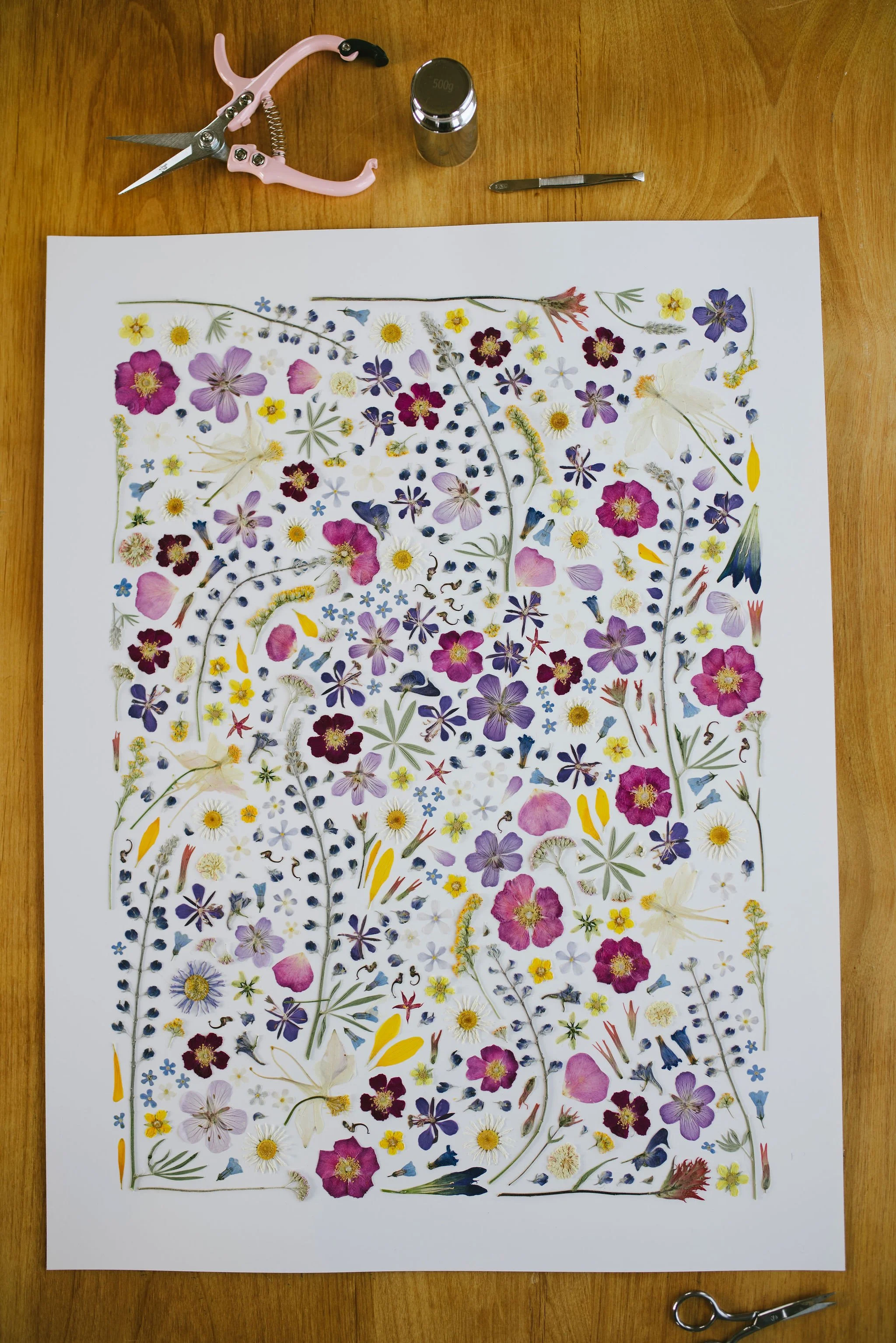 An original piece of pressed flower artwork that was commissioned for a wedding. This piece is made with wildflowers foraged from Teton Valley Idaho.