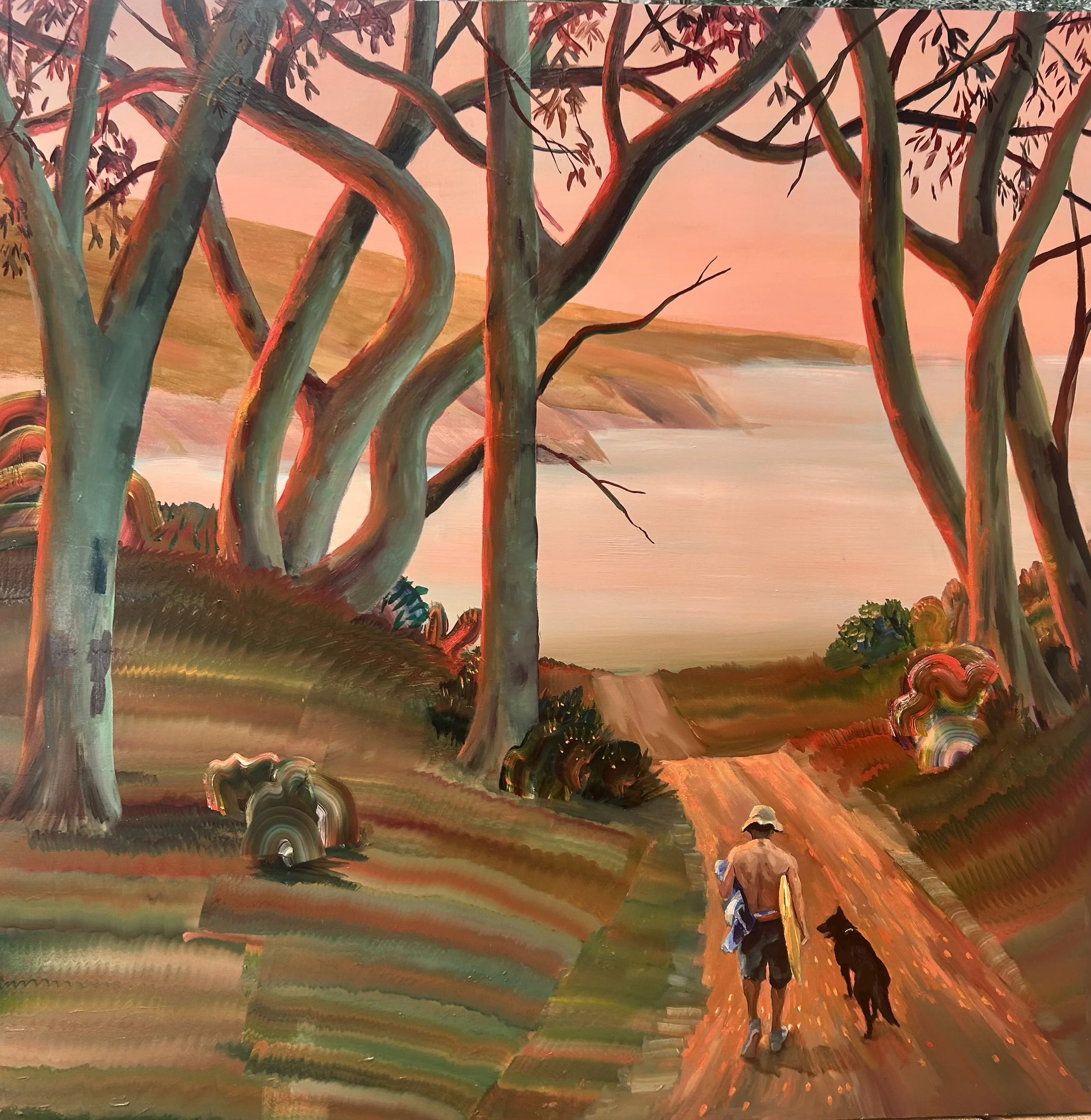 Walk to the beach, 2026
oil on wood, 100x100cm 
$2,500