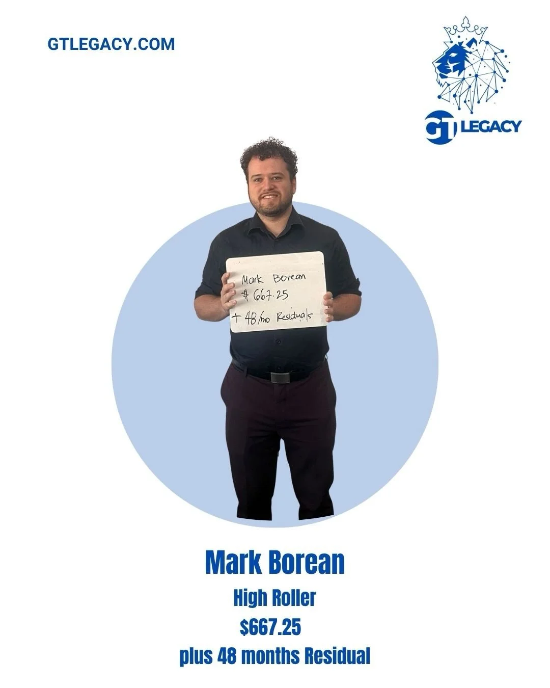 Mark Borean 
Making $667.25 
Plus 48 months residuals