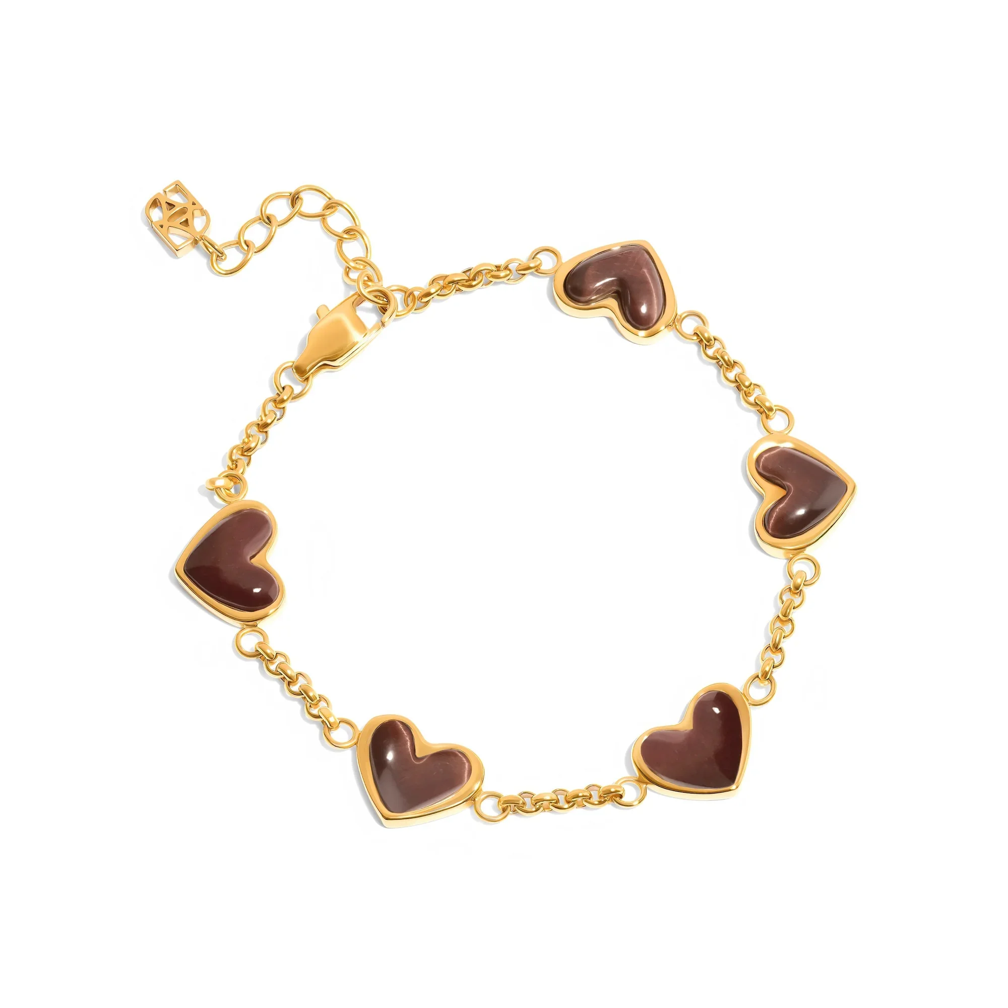 Chocolate_Brown_Multi_Heart_Bracelet_Gold.jpg.webp