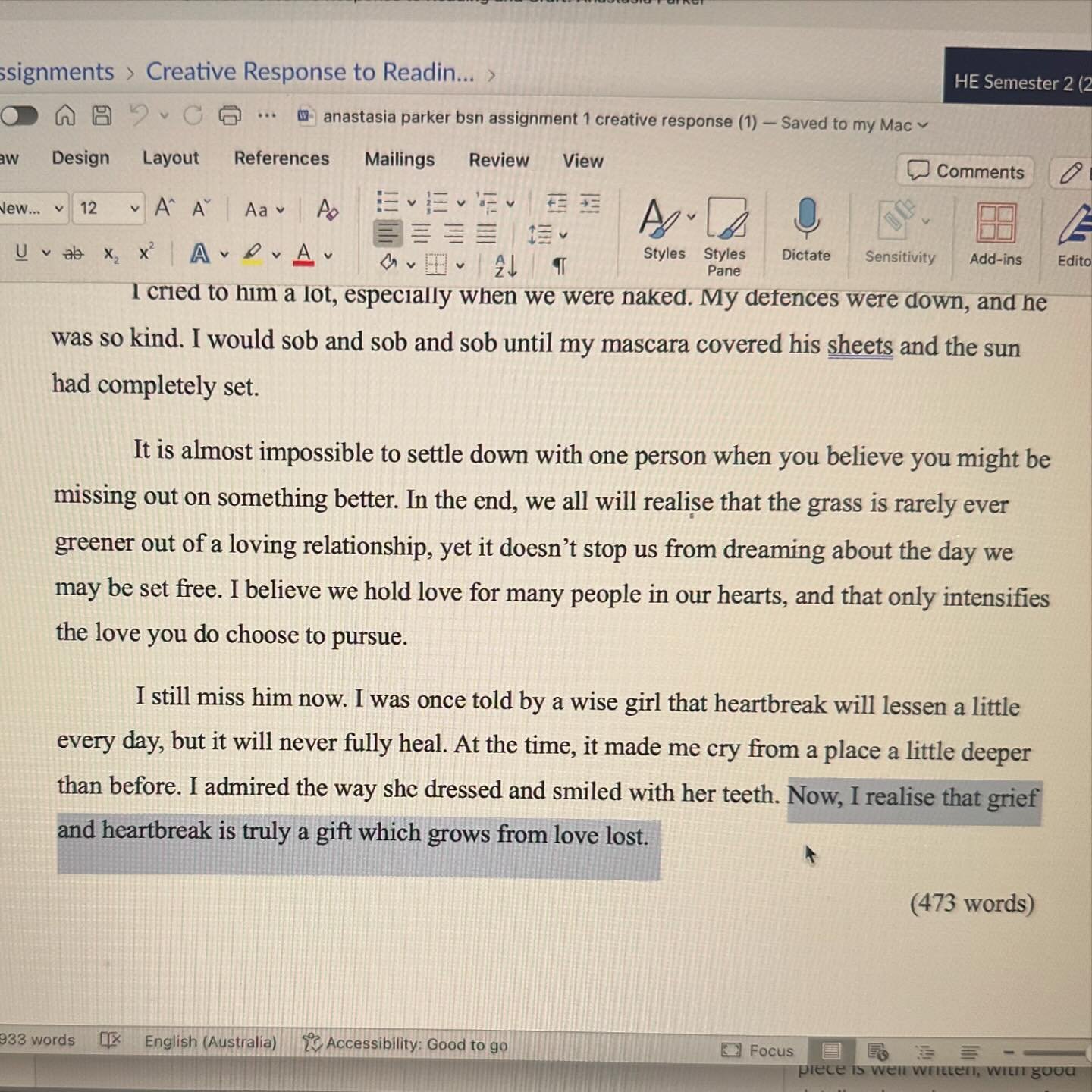 two snippets from some writing i did for an assessment. it was more of a glorified journal entry, actually. i disguised it as an assignment shh i used narrative technique 👩&zwj;💻