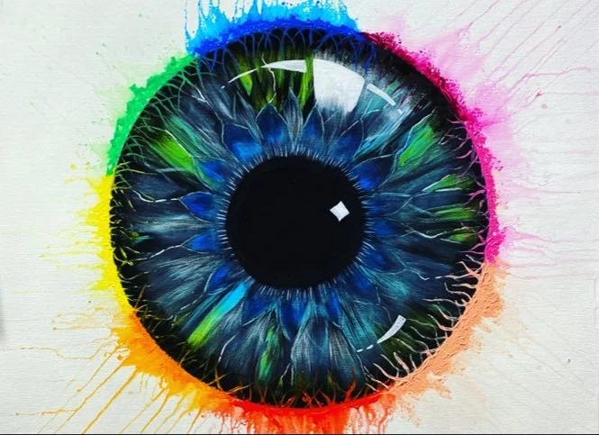 SOLD - Acrylic Eye Painting On Canvas With Custom Frame. Done In 2023.  $65