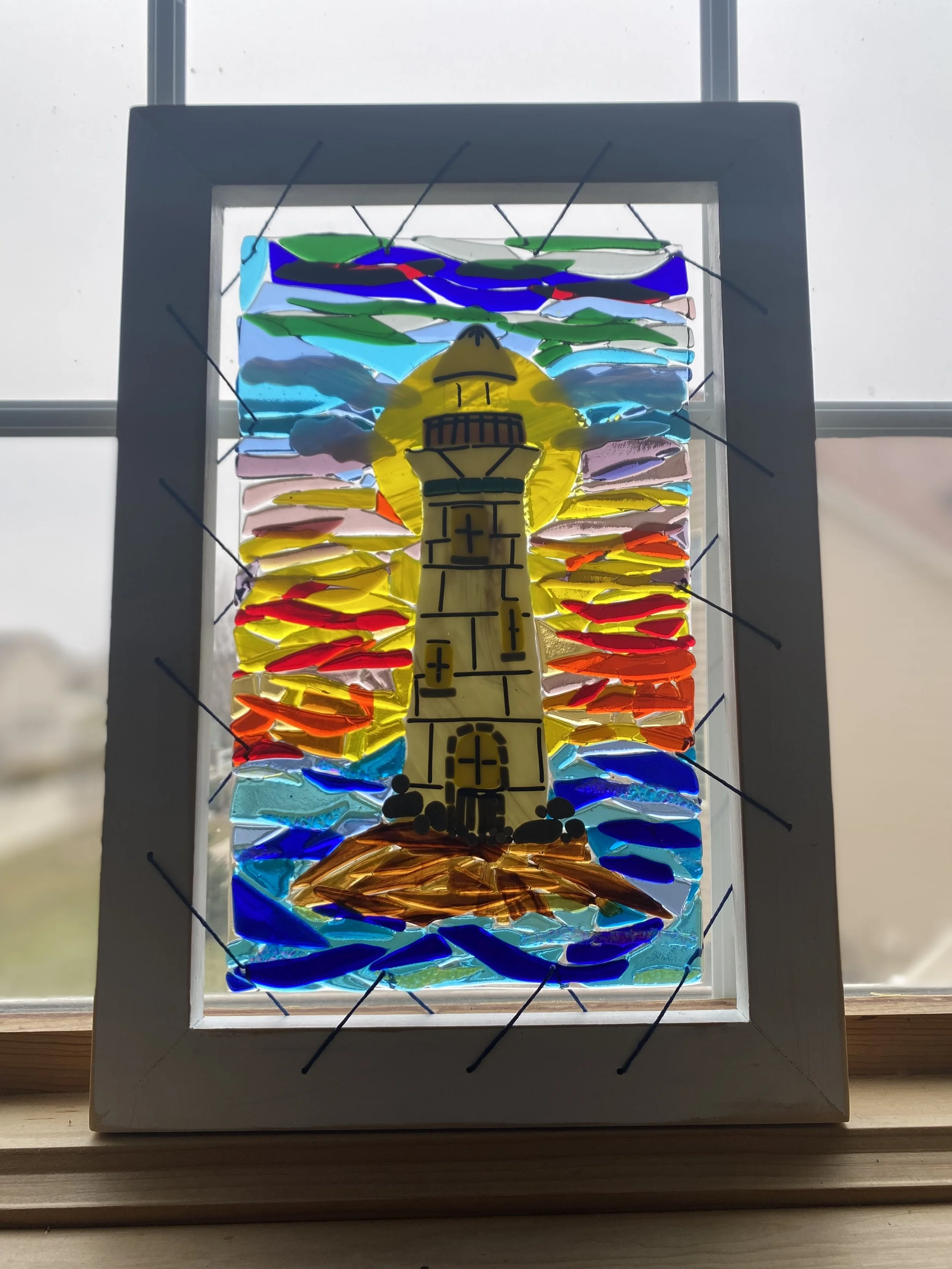 Lighthouse with signature frame 18 x 13 $110