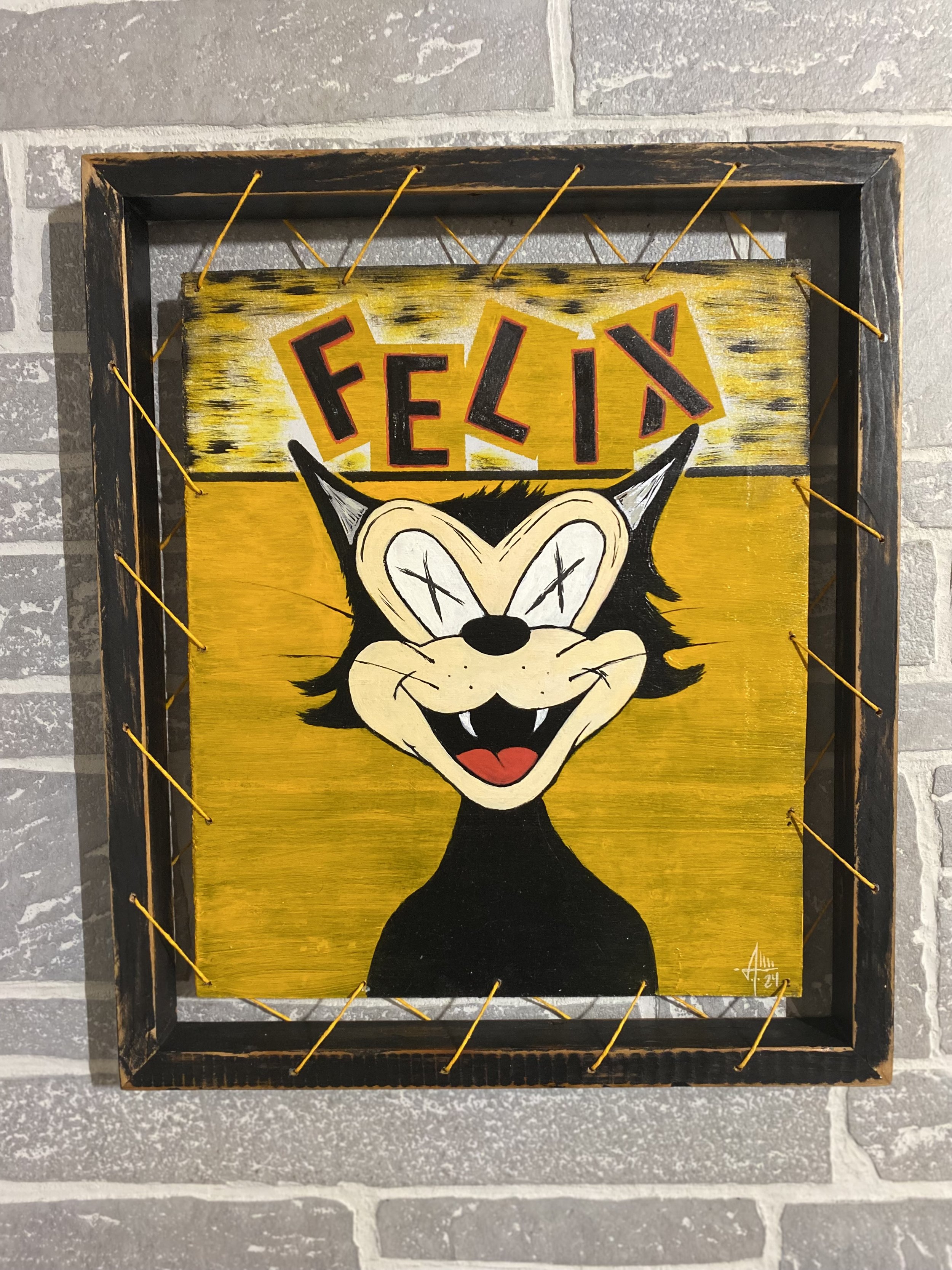 Felix - Acrylic on Panel Board With Custom Frame  14.5 x 17     $75