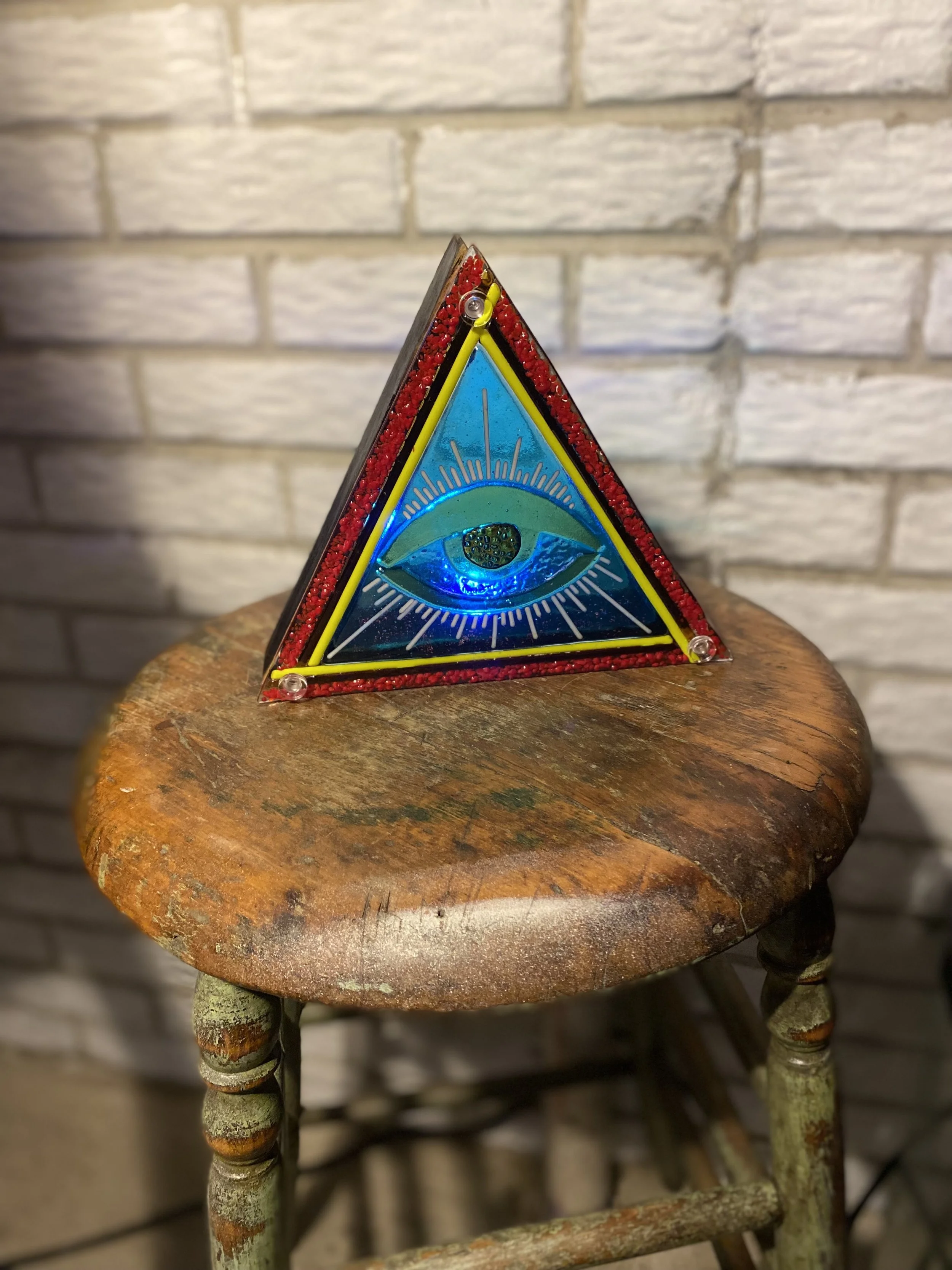 3rd Eye 9x9 Fused Glass With My Custom Framing.  $65