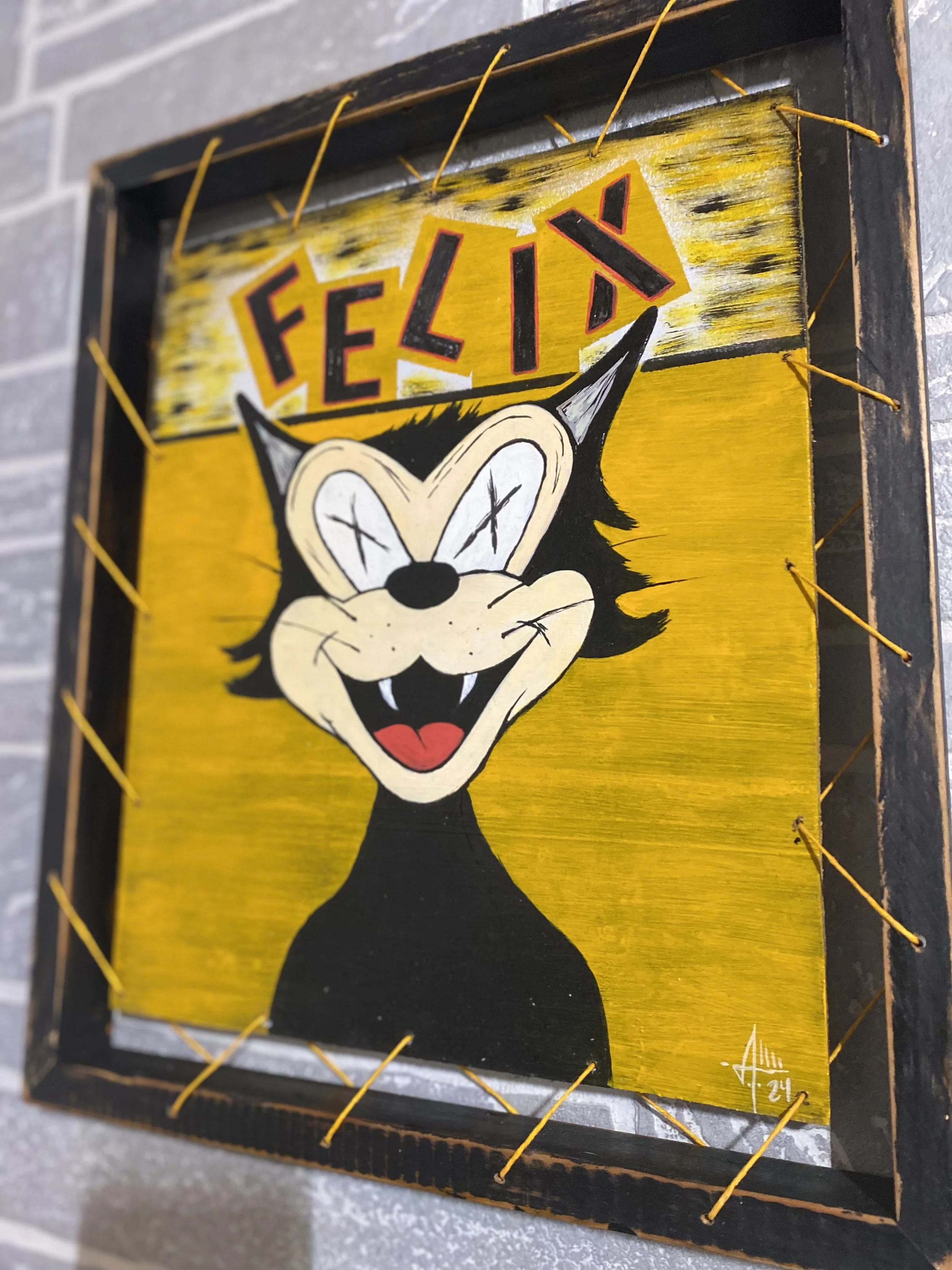 Felix - Acrylic on Panel Board With Custom Frame  14.5 x 17     $75