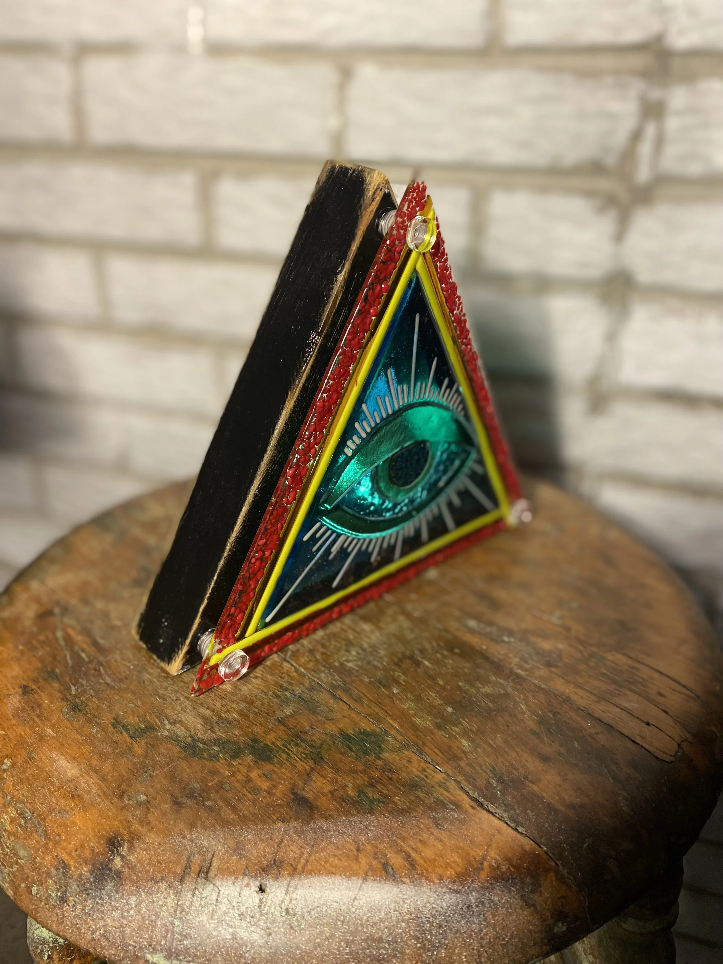 3rd Eye 9x9 Fused Glass With My Custom Framing.  $65