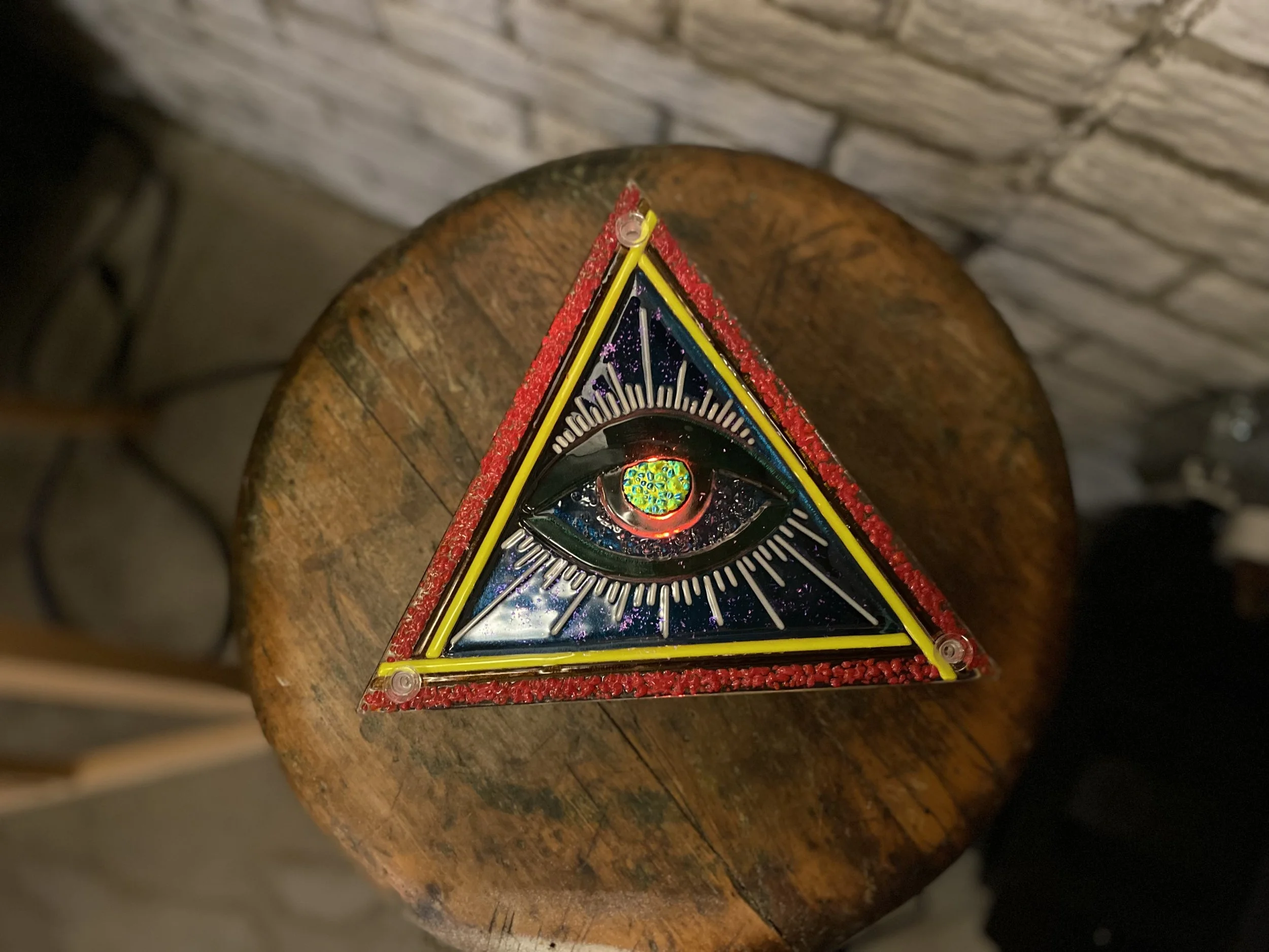 3rd Eye 9x9 Fused Glass With My Custom Framing.  $65