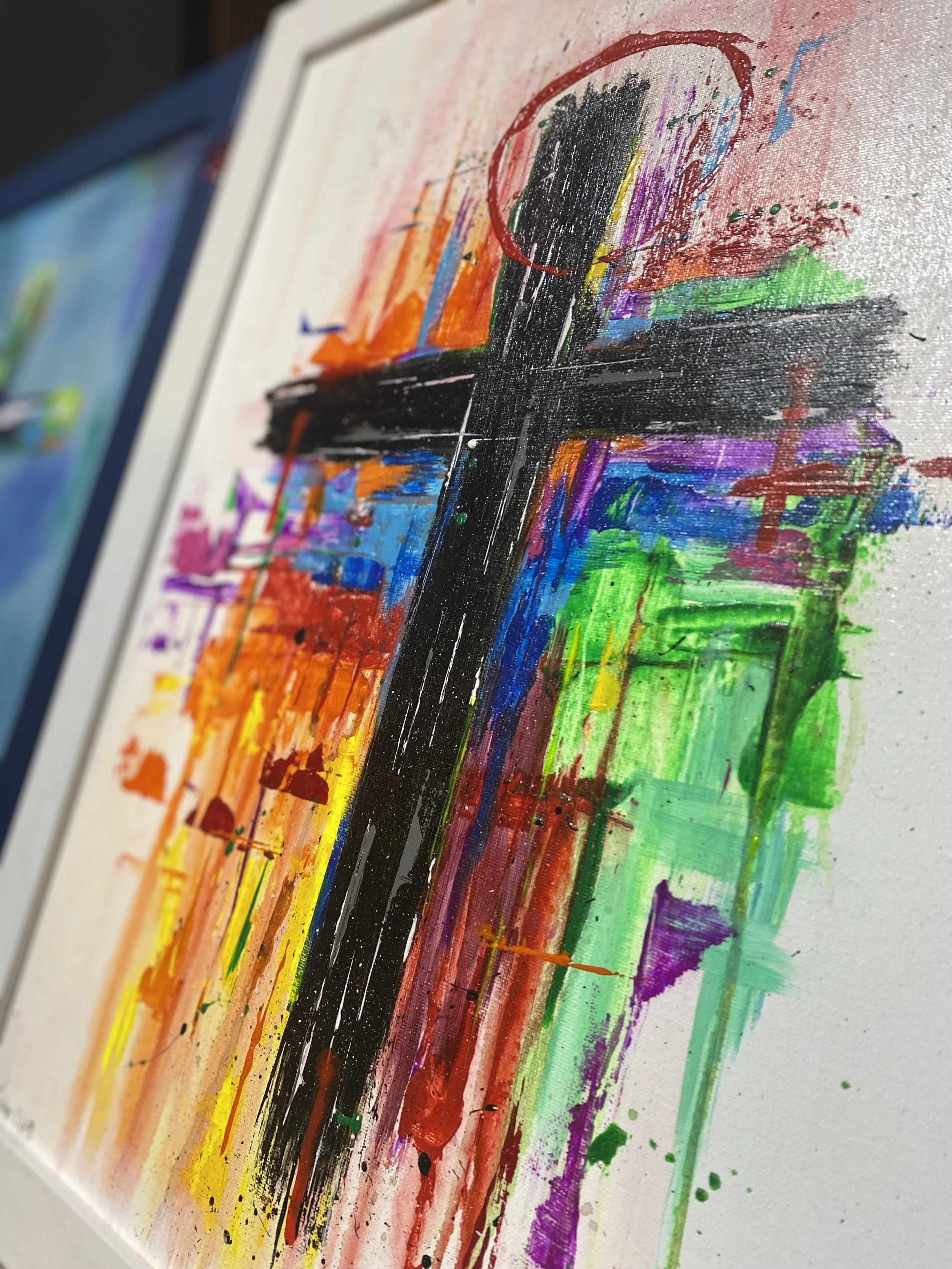 Cross John 1:1-3  -  Acrylic on canvas - Framed 22 x 18  $100