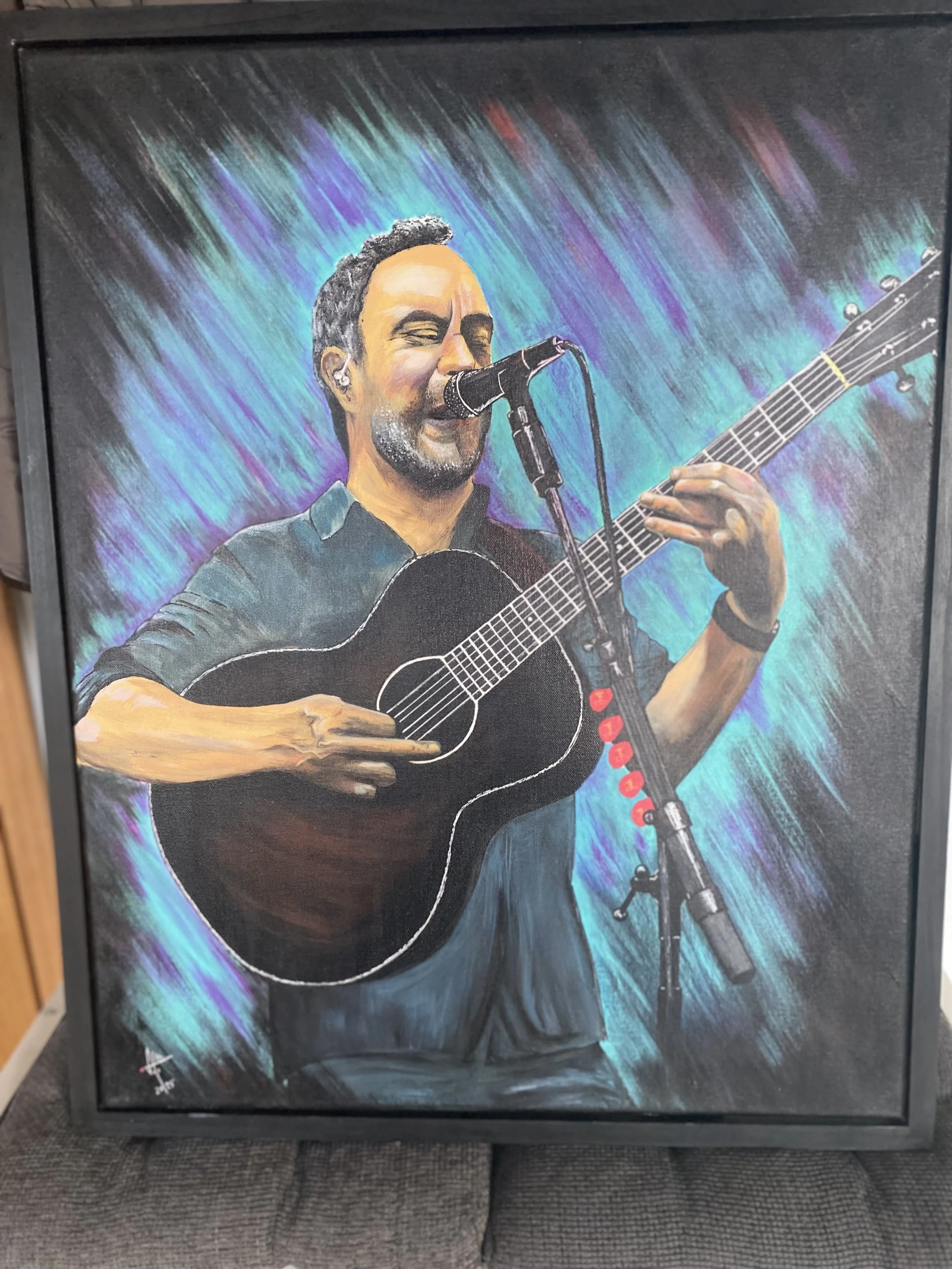 Dave Mathews - (SOLD)  Acrylic on canvas with custom frame. 