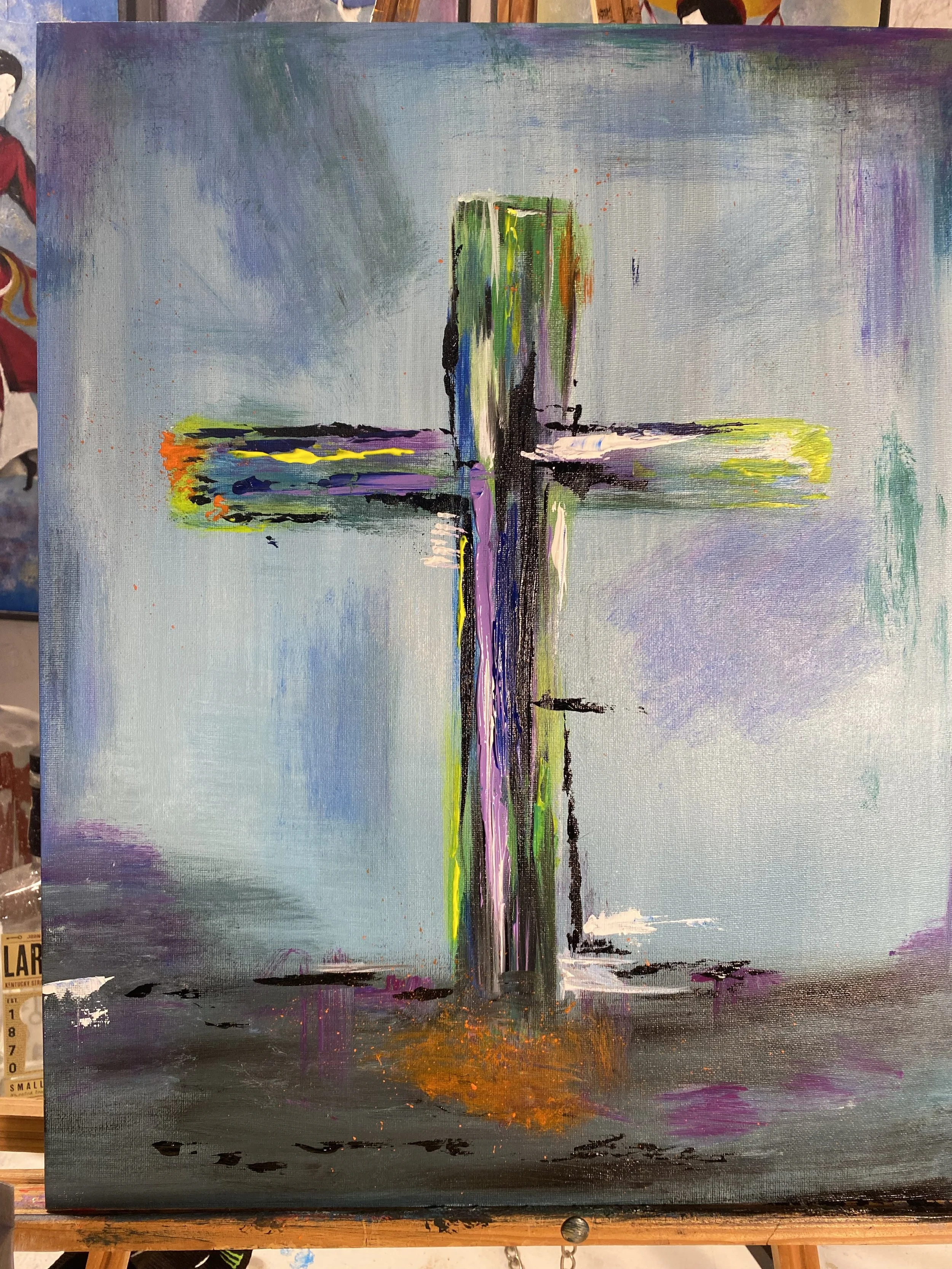 Cross - Prov 3:5-6  Acrylic on canvas - Framed 22 x 18  $100
