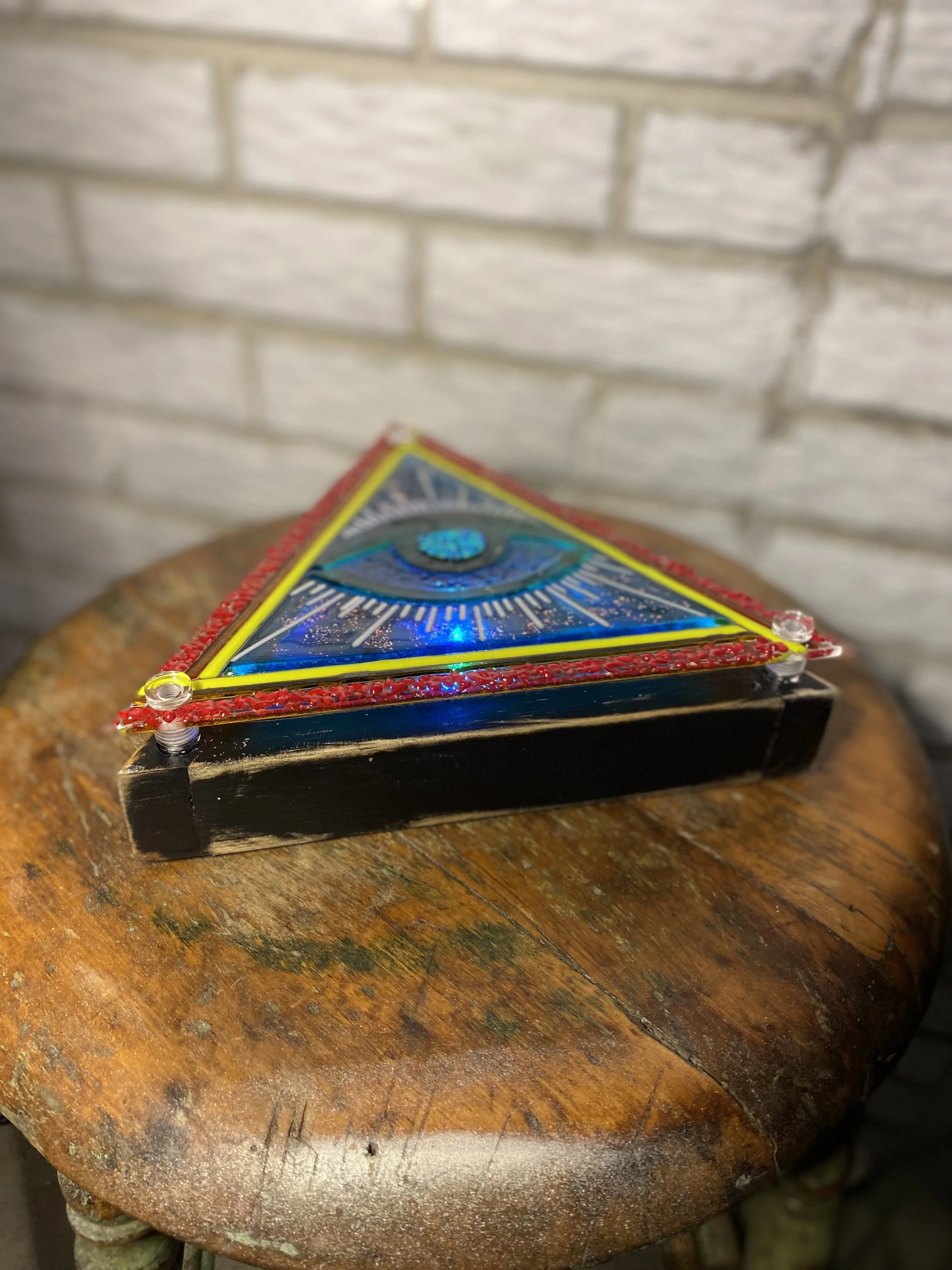 3rd Eye 9x9 Fused Glass With My Custom Framing.  $65