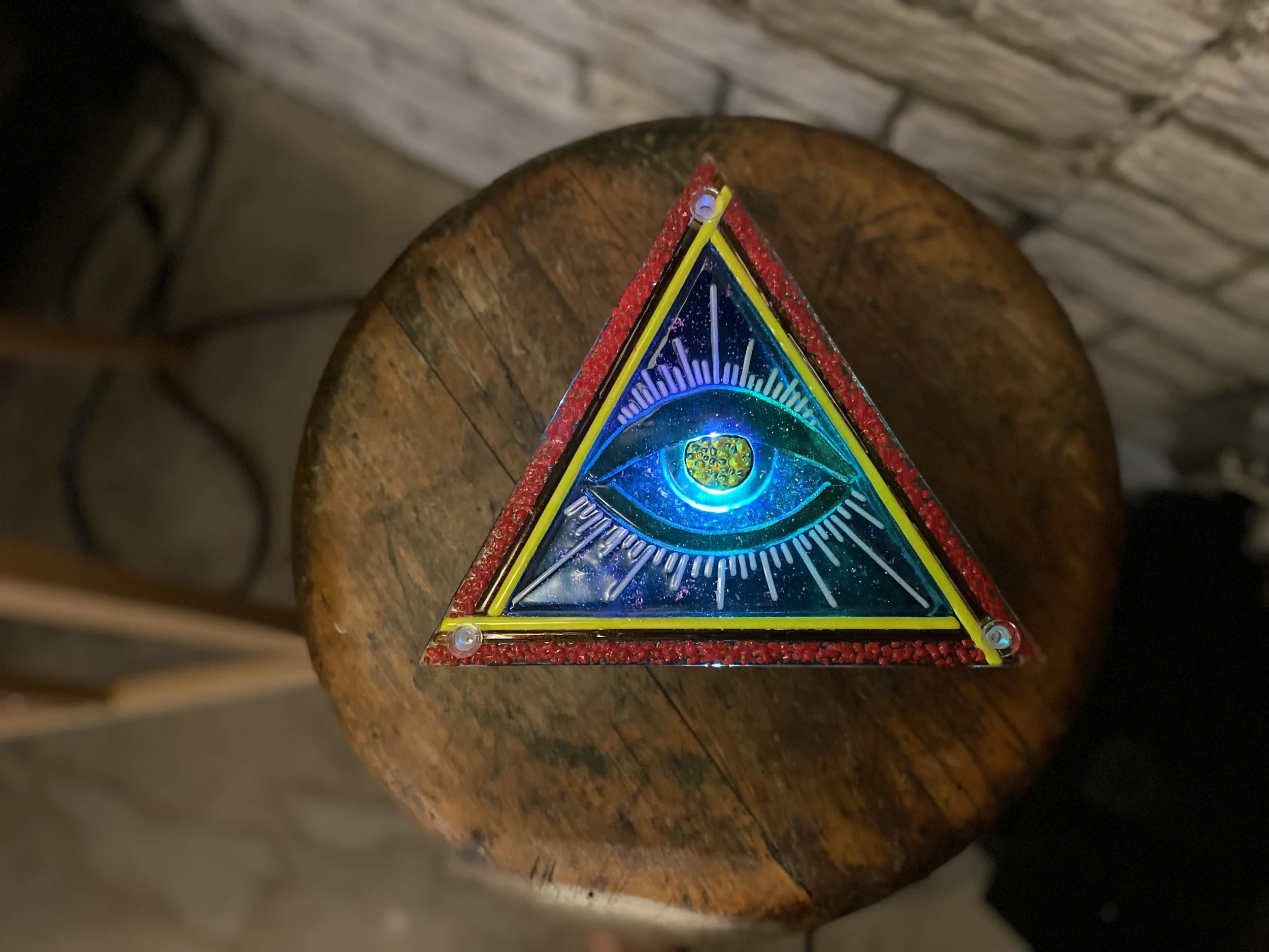 3rd Eye 9x9 Fused Glass With My Custom Framing.  $65