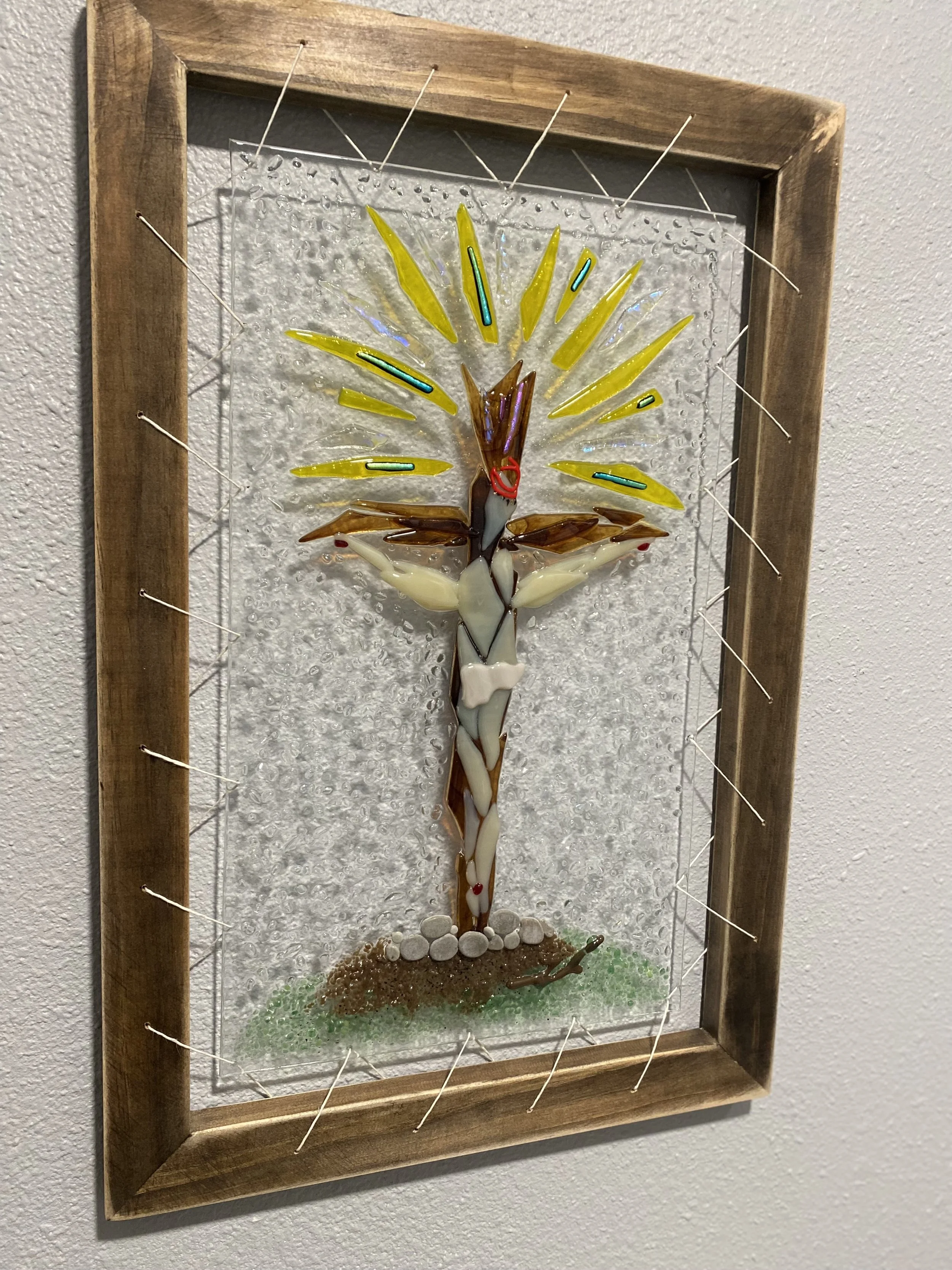 Jesus - Fused glass with custom frame. 
21.5 x 14. Very nice piece  $150