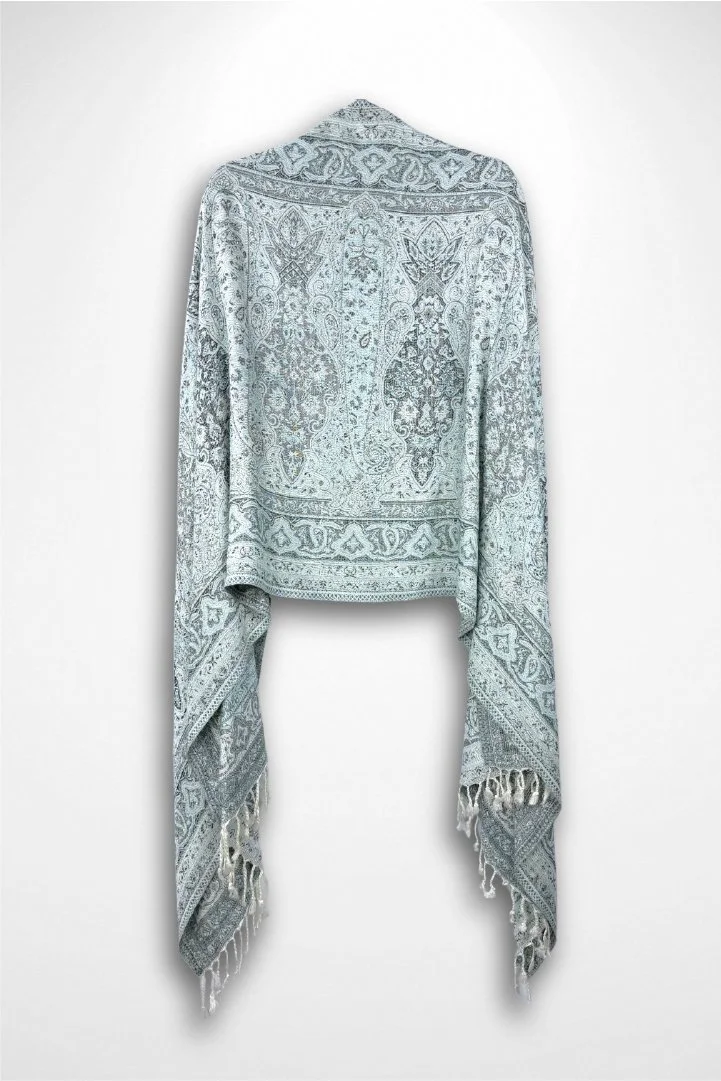 Cinderella Blue and Charcoal Gray Pashmina