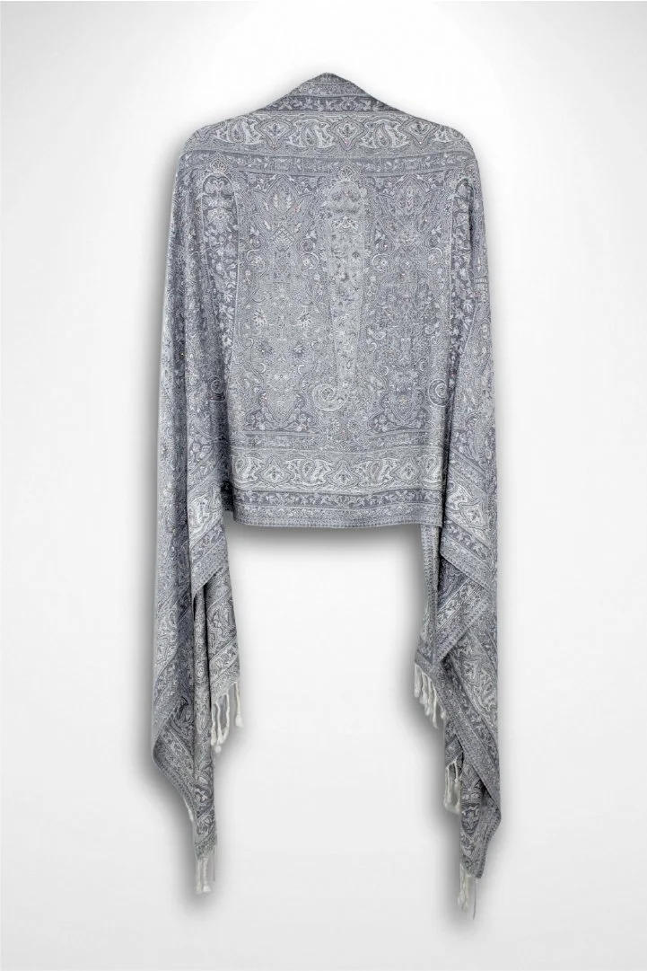 Gray and White Pashmina