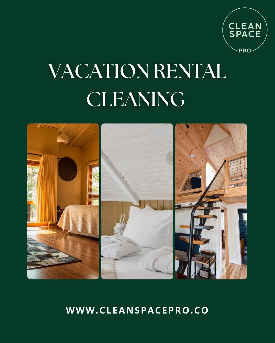 🏠 Make Your Vacation Rental Shine! 

Ensure your vacation rental is always guest-ready with Clean Space Pro. Our meticulous cleaning services guarantee a spotless and inviting space for your guests. ✨

#VacationRentalCleaning #CleanSpacePro #DMVClea