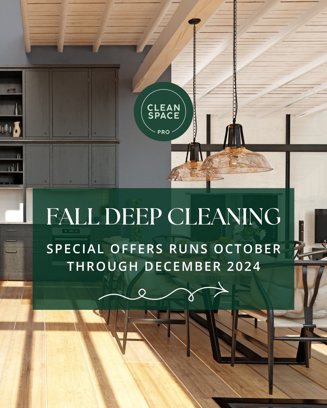 🎃 Special Fall Deep Cleaning Offer! 

Take advantage of our fall deep cleaning specials running from October to December 2024. Clean Space Pro ensures your home and office are sparkling clean and ready for the season. 🍁✨

#FallCleaning #SpecialOffe