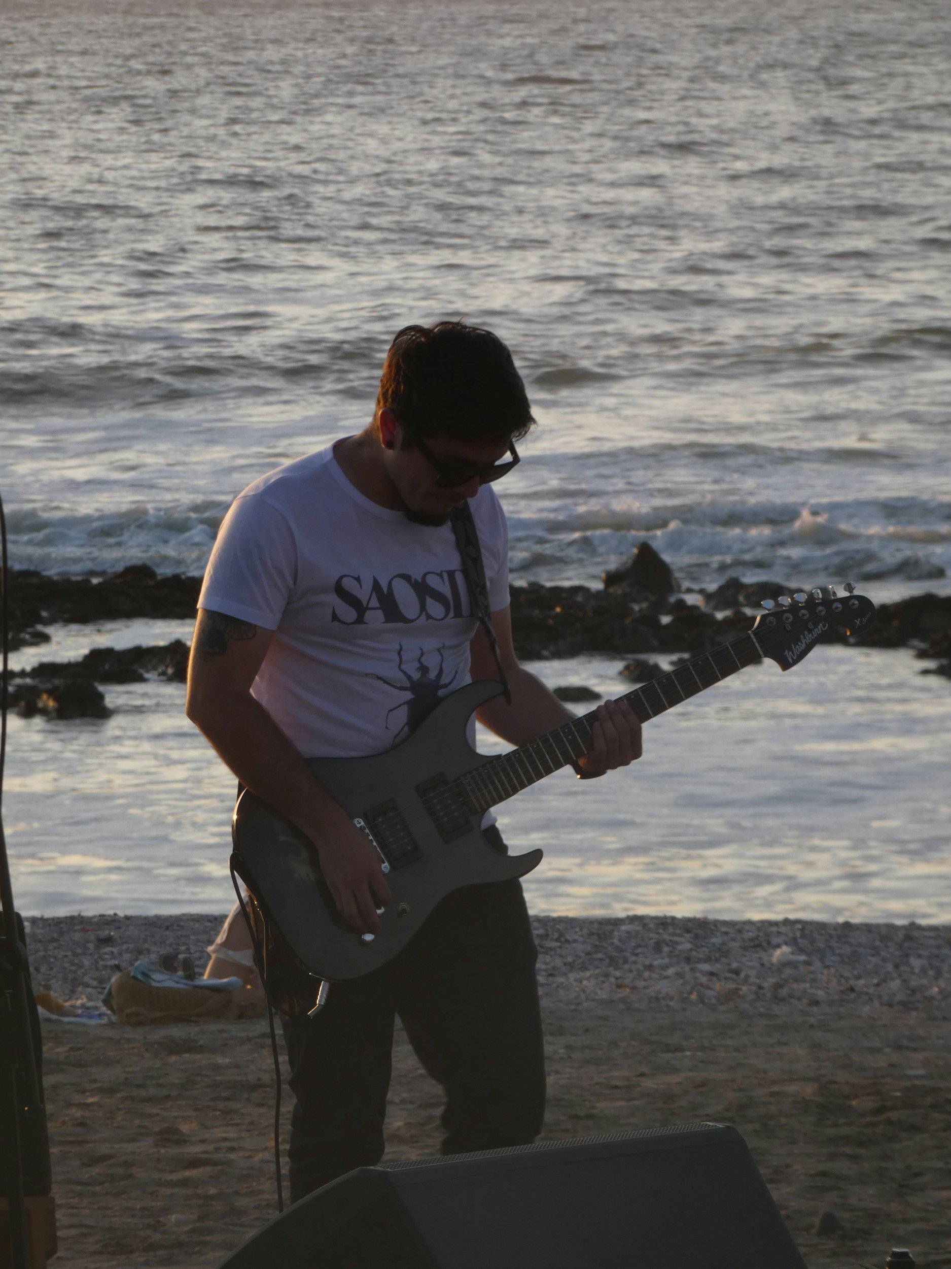 Piano man on the beach