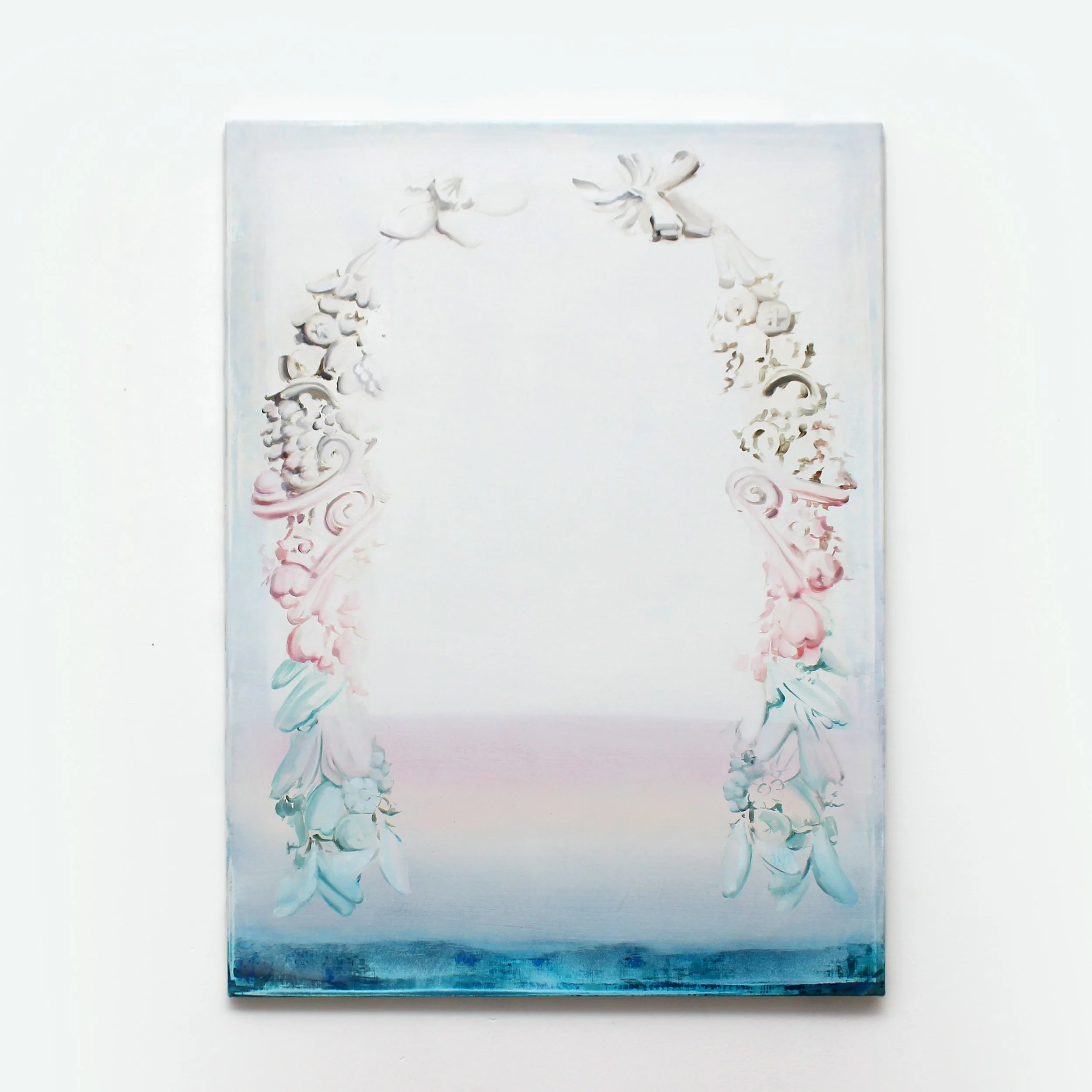 Marshmallow Arch, c. 2021 · Oil, acrylic and spray paint on canvas, 80 × 60 cm
