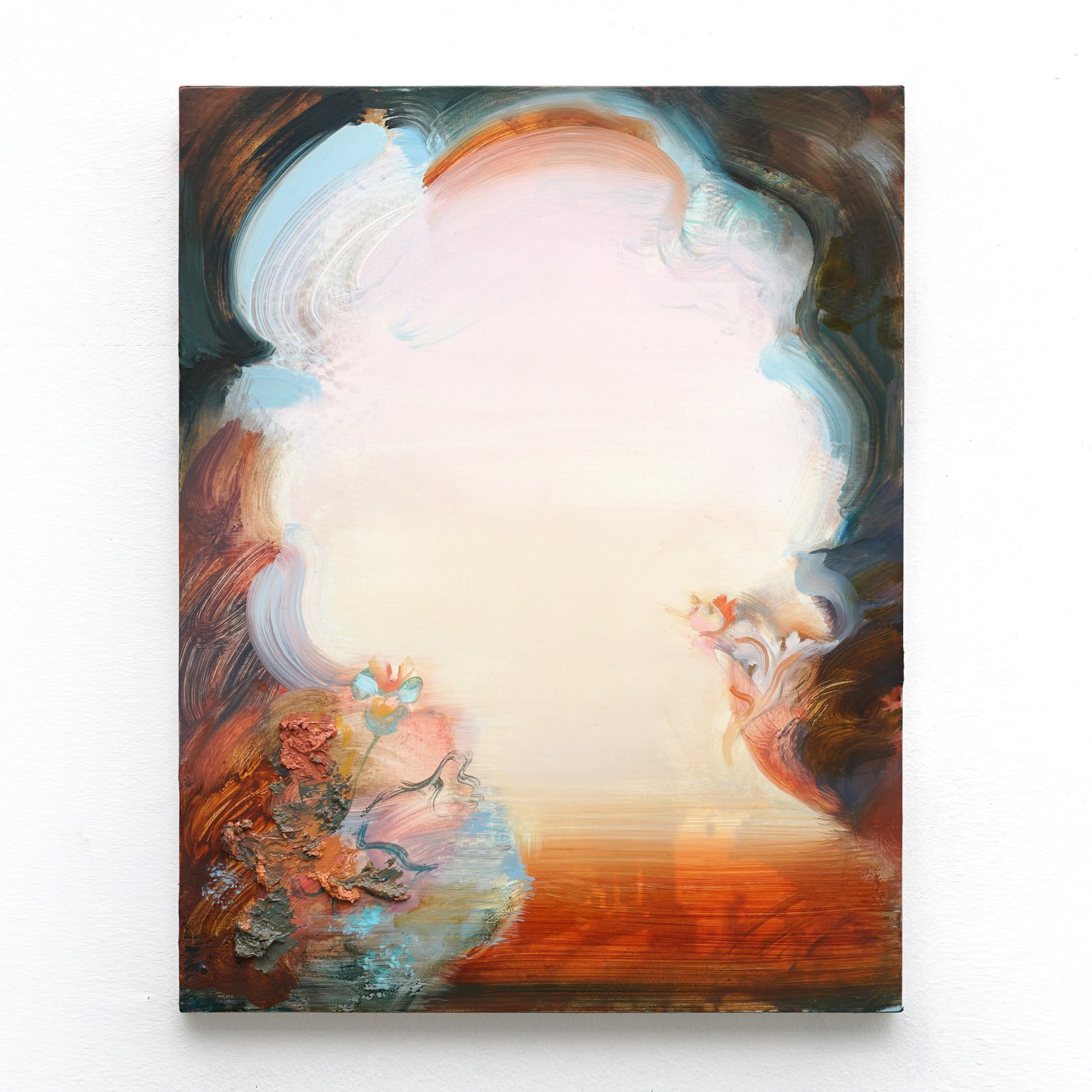 'In here life is beautiful'
Oil, Acrylic and Spray-Paint on Panel. 35x28 cm, 2022