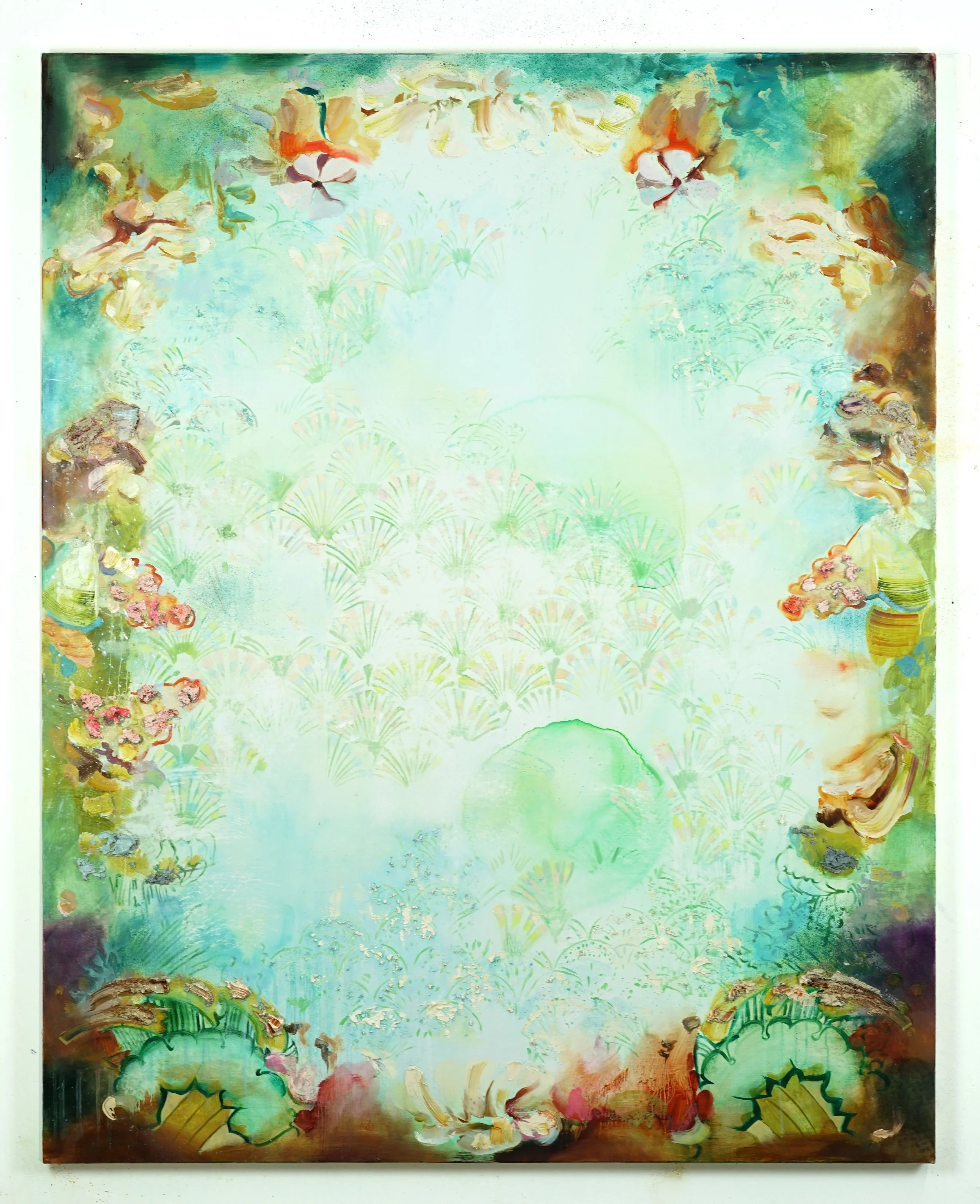 Look Up, 2022 · Oil, acrylic and spray paint on canvas, 150 × 120 cm
