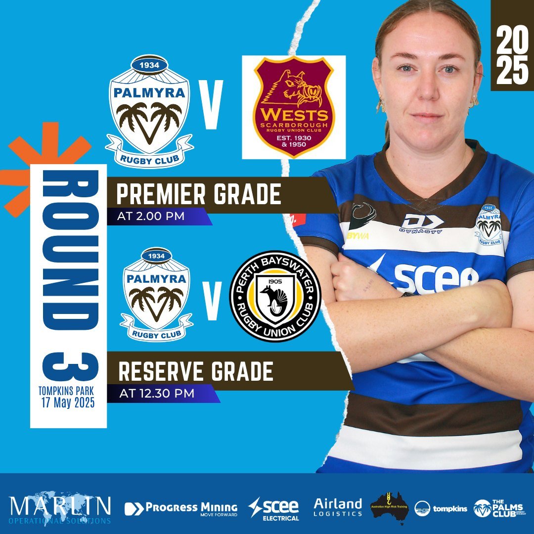 ROUND 3 SENIOR WOMENS COMP
PALLY V WESTS
🌴Premier Grade Women 2:00 PM
⏰ Sat, May 17, 2025
📌 Tompkins Park
PALLY V BAYSWATER
🌴Reserve Grade Women 12:30 PM
⏰ Sat, May 17, 2025
📌 Tompkins Park
#palmyrarugbyunionclub #palmyracommunity
#pallycommun