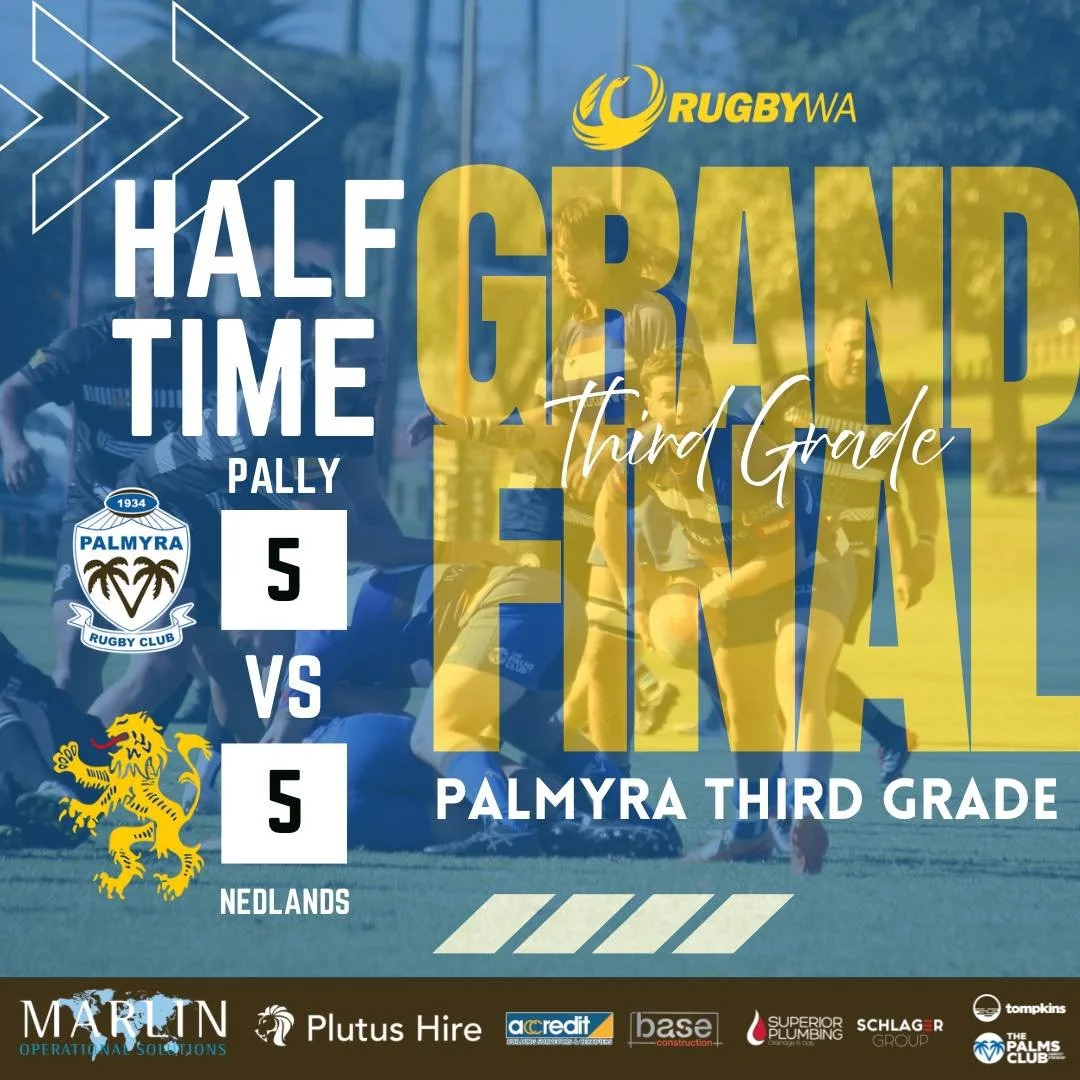 Third Grade Half Time score.
#gopally🌴🏉
#palmyracommunity #rugbywagrandfinals2025
#pallycommunitysponsors #RugbyWA #pallystrong
#PalmyraThirdGrade25 #plutushire #accredit #baseconstructions #SuperiorPlumbing #schlagergroup