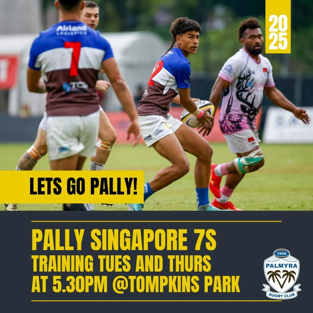 🏉🌴🌴LETS GO PALLY!
INTERESTED IN PLAYING 7s🌴🏉
Singapore 7s Training Tuesday and Thursdays 5:30 to 6.30pm.
Come along and try out. It’s always been a great trip and this year is not different!
#pallysing7s2025 #upthepalms🌴🏉
#palmyrar